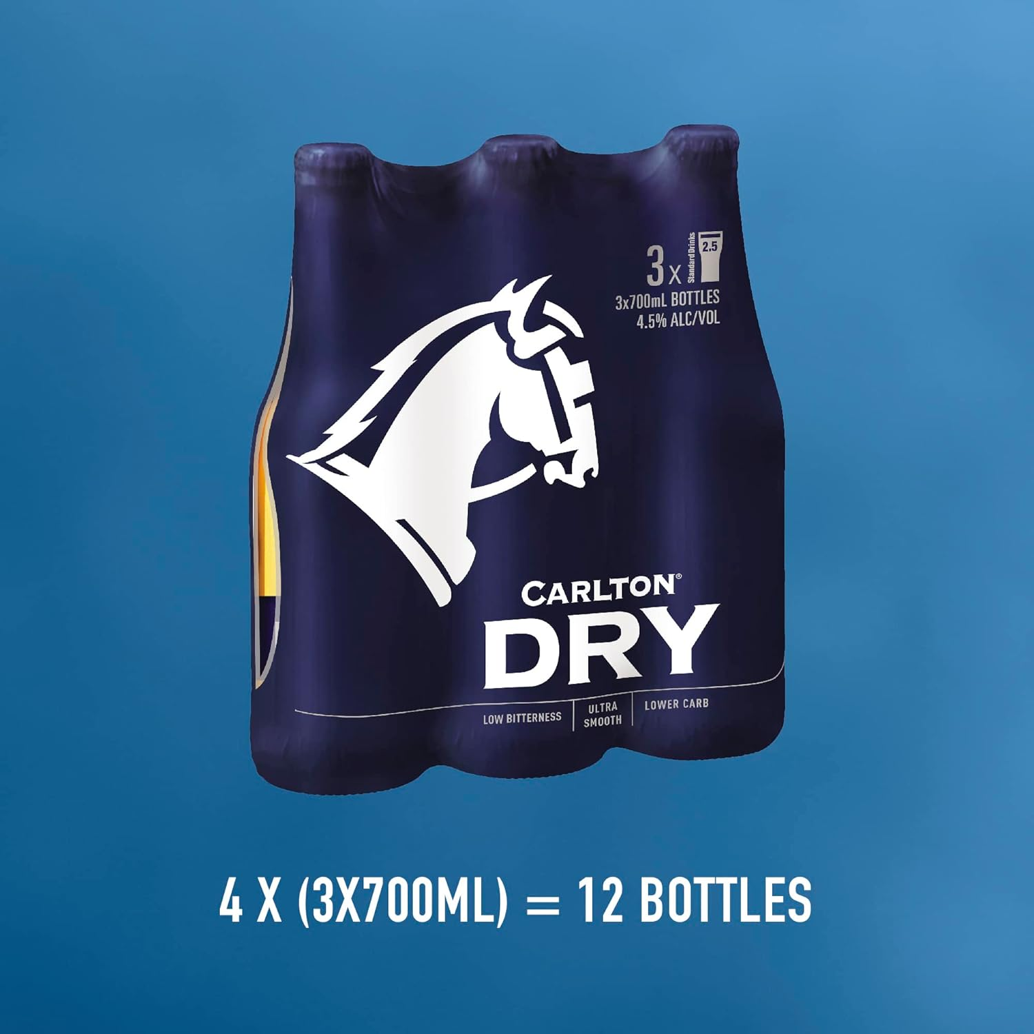 Carlton Dry, Low Carb & Full Strength Beer, Crisp & Refreshing Finish, Classic Australian Lager, 4.5% ABV, 700Ml (Case of 12 Long Neck Bottles) image number 6