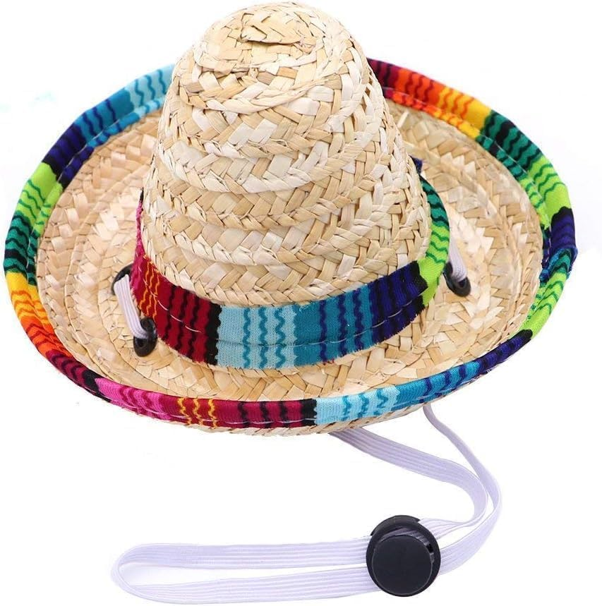 Pet Straw Hat, Cat Sun Hat, Pet Mexican Straw Hat, Mini Sombrero Hat, Party Decorations for Birthday for Small Pets/Puppies/Cats image number 4