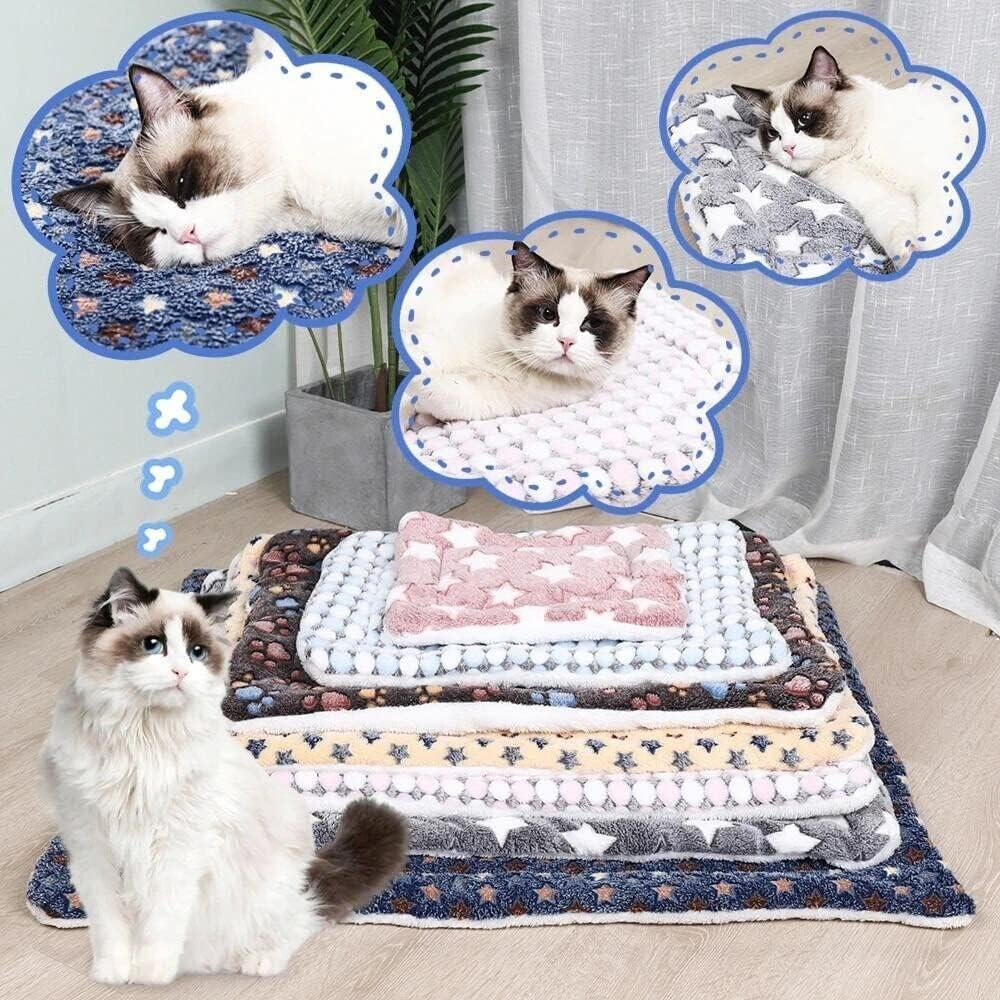 Fiopet Cozy Calming Cat Blanket, 2023 Premium Small Blanket Plush Self Warming Printed Pet Blanket, Upgrade No Electric Heated Cat Bed, Fluffy Flannel Cushion Soft Warm Mat Pets Mattress (Grey, Small) image number 5