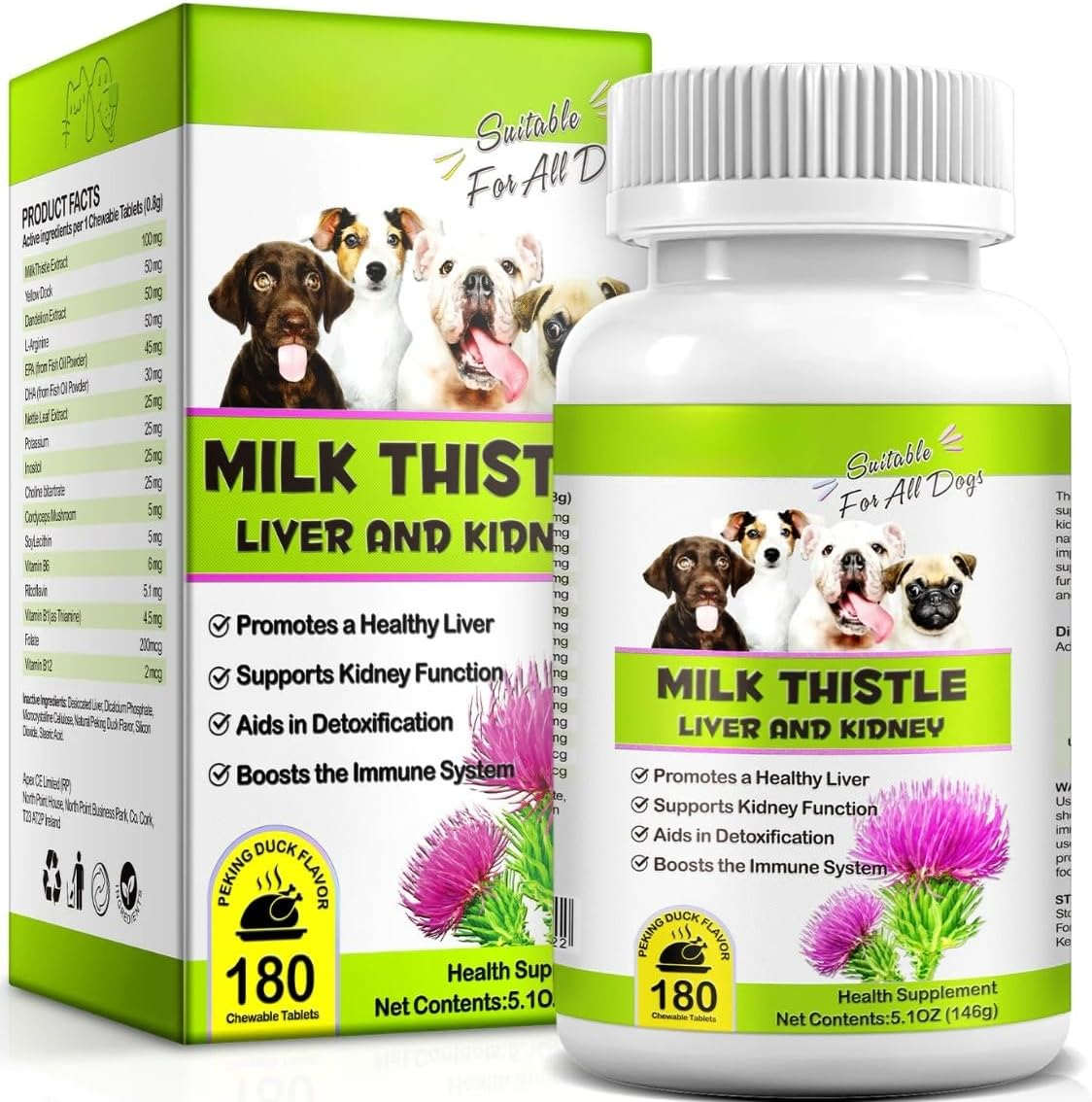 Milk Thistle Chewable Tablets for Dogs | Liver and Kidney Support | Easy-To-Give Chewables | Suitable for All Breeds | 180 Tablets image number 3