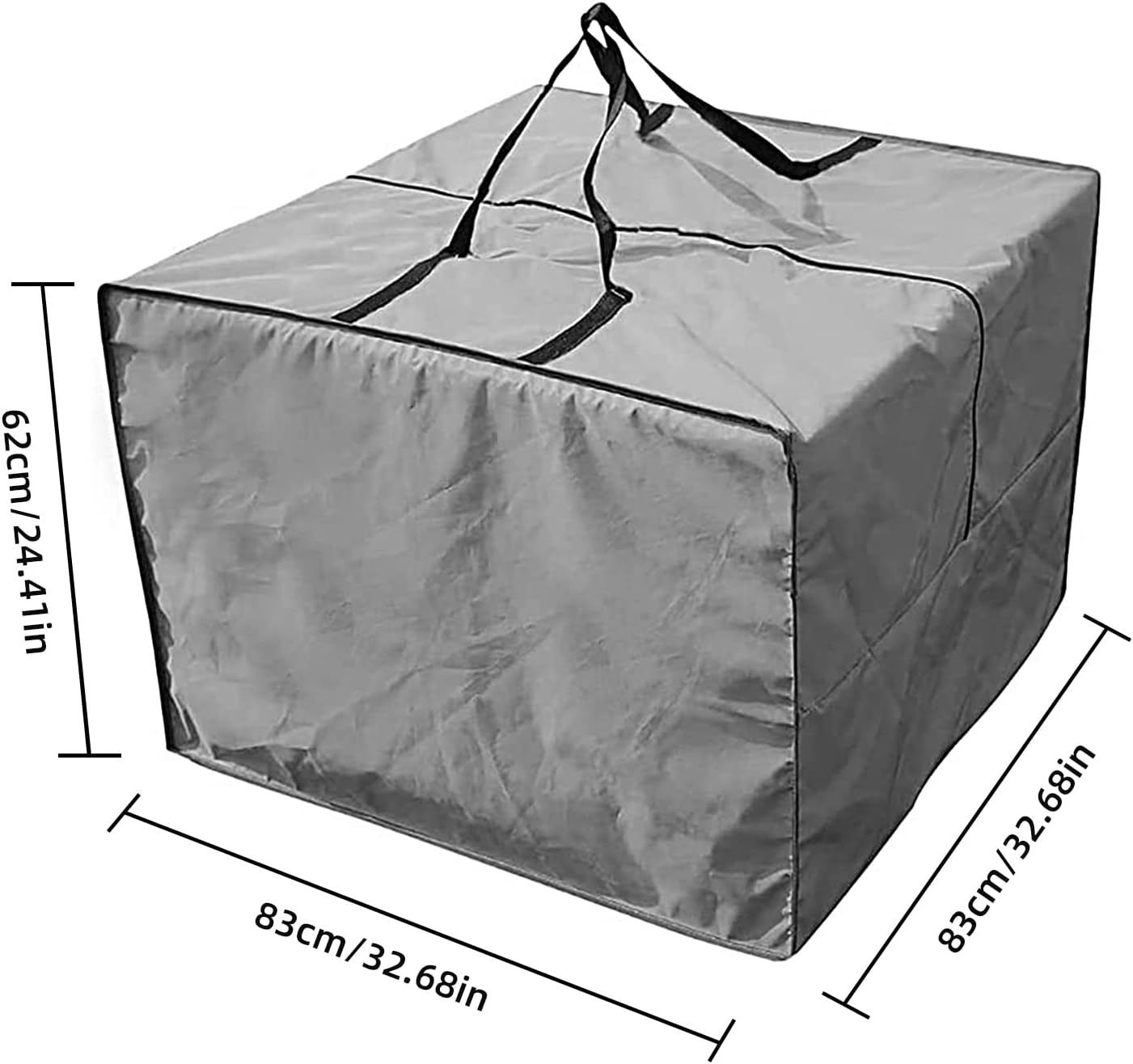 Garden Furniture Cushion Storage Bag Worthplanet Waterproof 210D Oxford Fabric 83 X 83 X 62Cm Furniture Seat Cushions Storage Bag with Handles Zippers and Carrying Bag for Cushions, Patio W200027 (Gray) image number 4