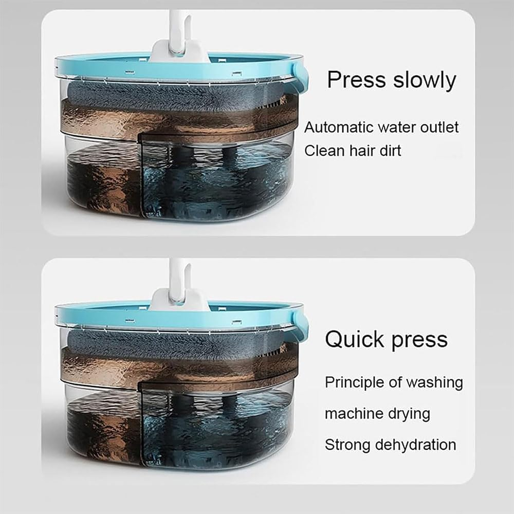 Spin Mop and Bucket with Wringer Set &ndash;Separates Clean & Dirty Water, 360&deg; Swivel Flat Mop, 6 Reusable Microfiber Pads, for Tile, Wood, Marble, and Window Cleaning image number 6