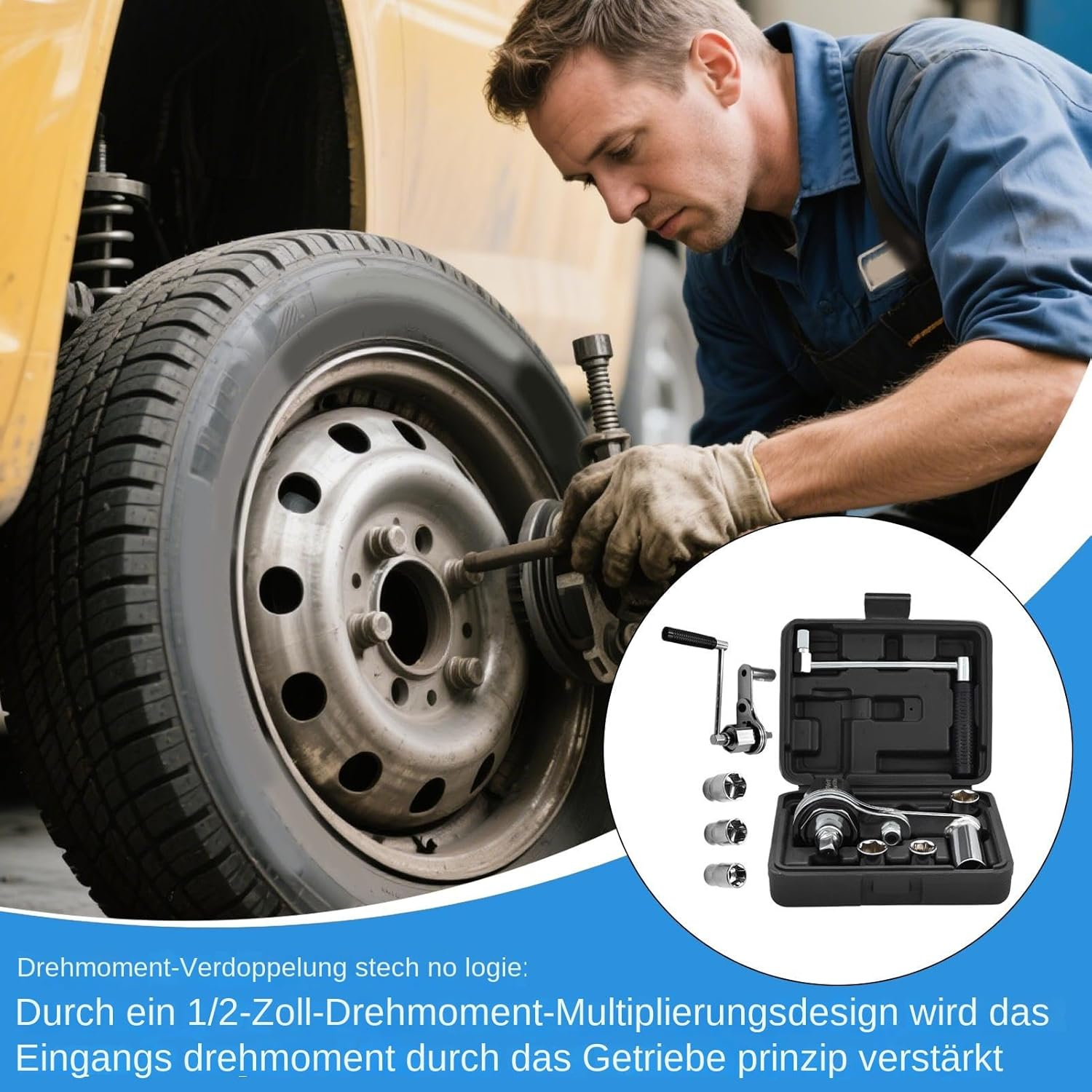 Torque Multiplier Wrench - Hand Flight Nut Remover Kit Professional Wheel Plug Set Automotive Repair Garages Torque Multiplier Tool Tyre Nut Removal Tool image number 4