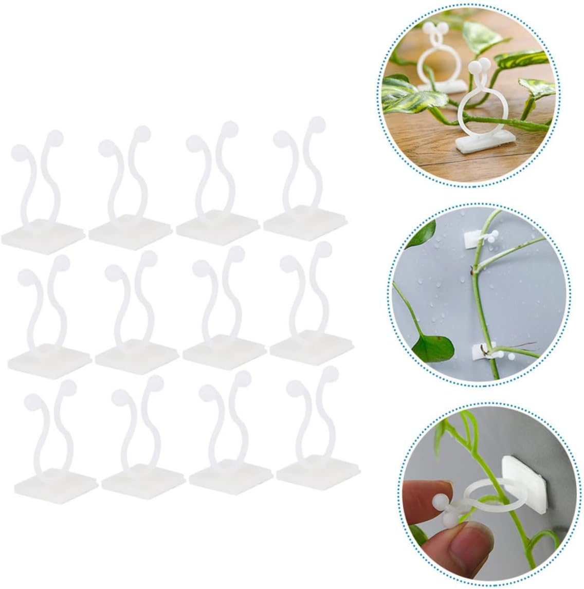 Yardenfun 100Pcs Plant Climbing Wall Fixture Clips for Money Plants Self-Adhesive Indoor/Outdoor Support Hooks Small White image number 4