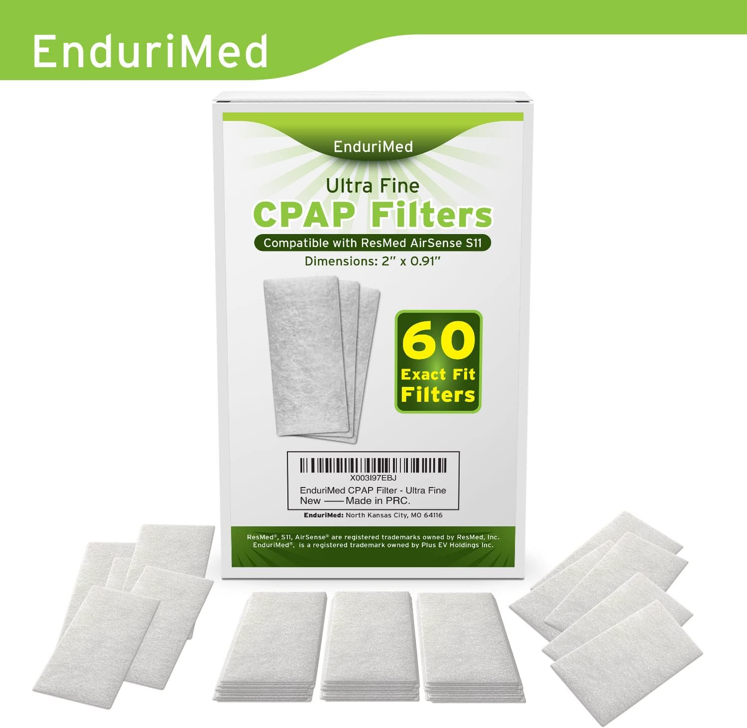 Endurimed Premium CPAP Filters - Compatible with Resmed Airsense 11 - Ultra Fine Hypoallergenic Disposable Replacement Filters - 60 Pack image number 1