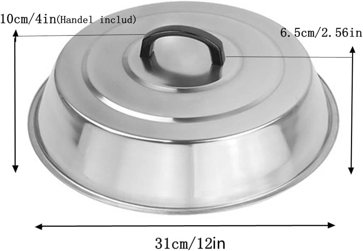 3 Sets BBQ Accessories 12 Inch round Stainless Steel Basting Cover Wok Lids- Cheese Melting Dome and Steaming Cover, Best Fits for Blackstone Camp Chef Flat Top Griddle Grill Cooking Indoor or Outdoor
