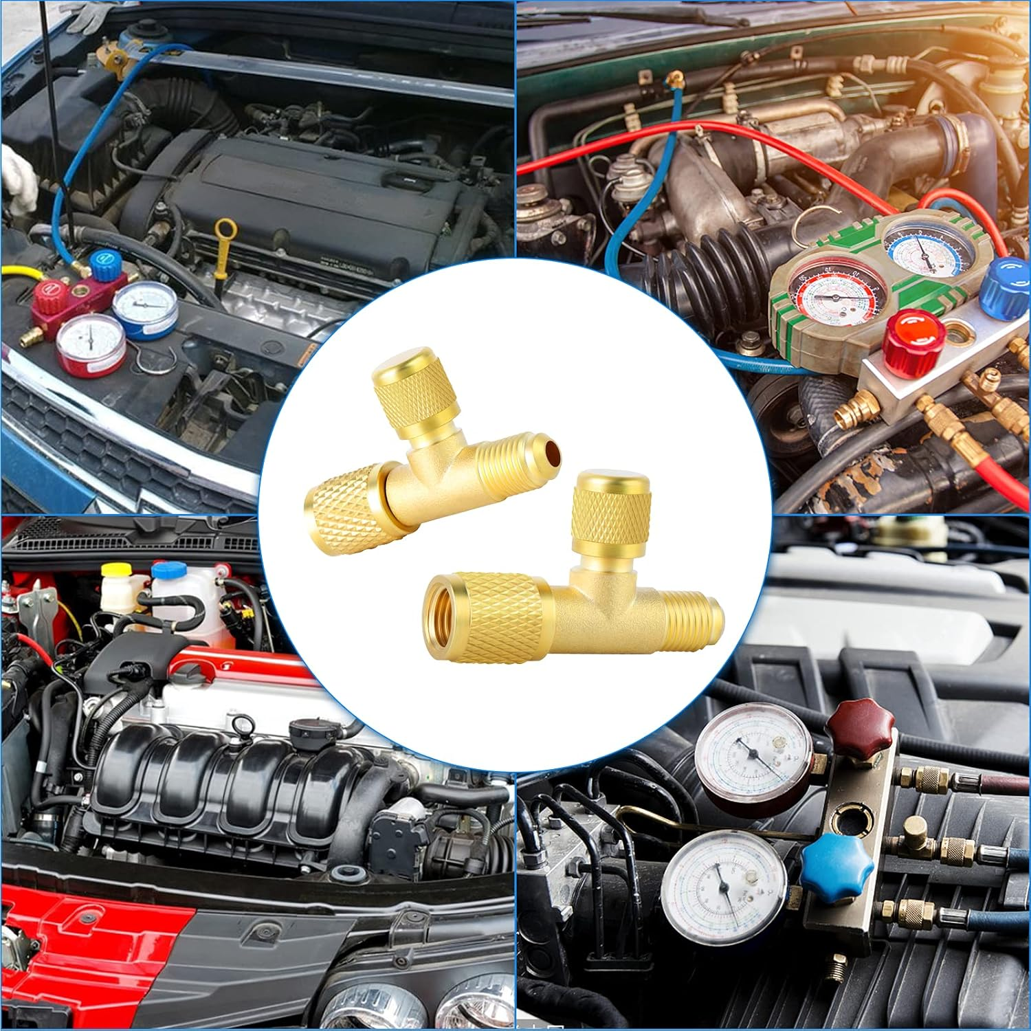 ERGAOBOY 2 Pcs 1/4 Inch Male & Female SAE Flare Brass Quick Coupler Tee Adapter,Suitable for the Gauge Deep Vacuum Pump Manifold image number 4