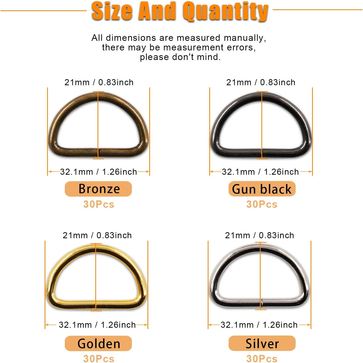 Rustark 1Inch/25Mm Metal Belt Buckle Hardware Assortment Webbing Strap Loops Clasp for Belt Craft Project DIY Accessories