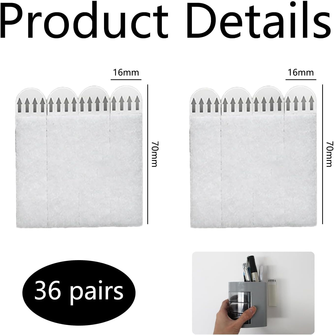 36 Pairs Picture Hanging Strips Heavy Duty Hook and Loop Adhesive Tape Removable Damage Free Double Sided No Nail Photo Frame Stickers for Wall Decor Home Improvement 16Mm 70Mm 72 Strips image number 4