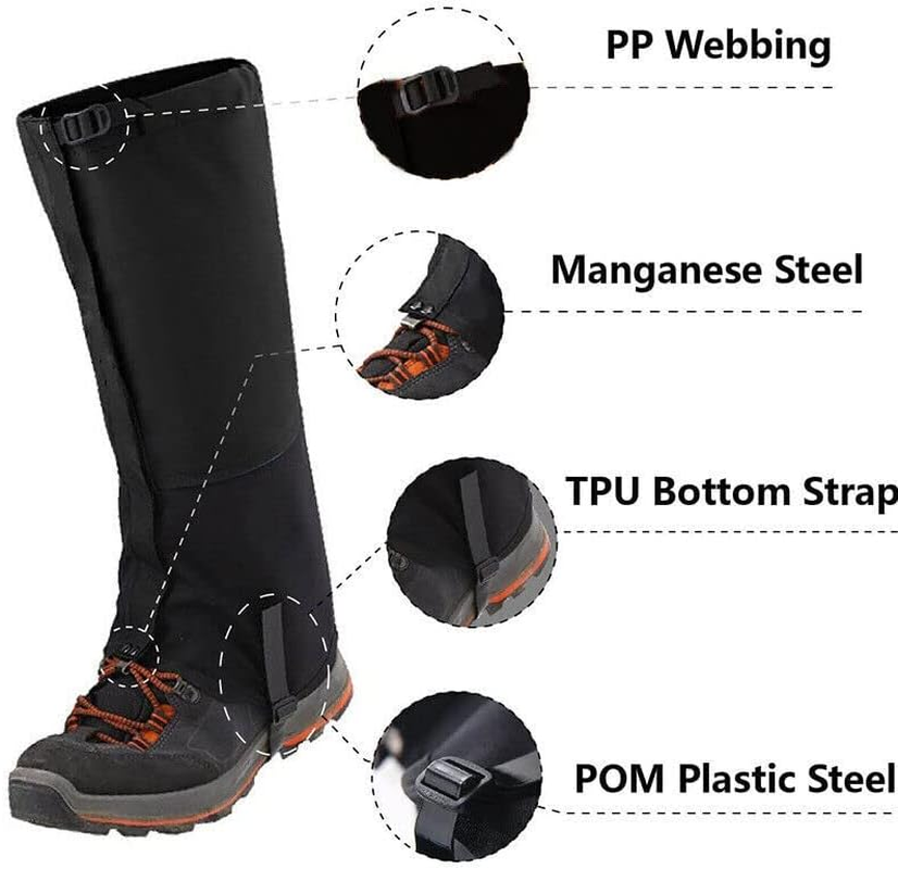 AIMALL Outdoor Waterproof Hiking Boots Leg Protecte Gaiters Cover Waterproof Boot, Durable Nylon Leg Protectors with Adjustable Features image number 5
