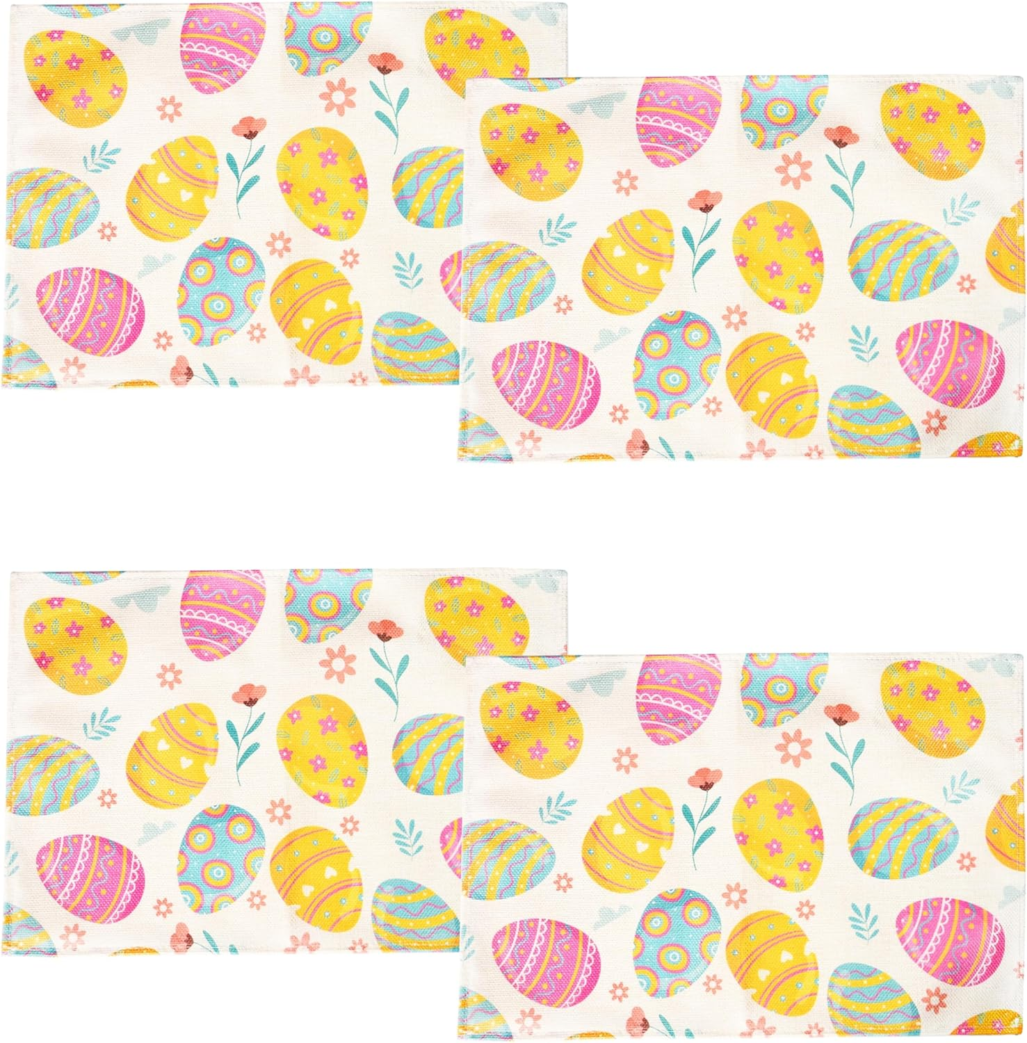 Moffris Happy Easter Egg Placemats Set of 6, 12X18 Inch Easter Spring Table Mats for Table Indoor Home Party Decor image number 1