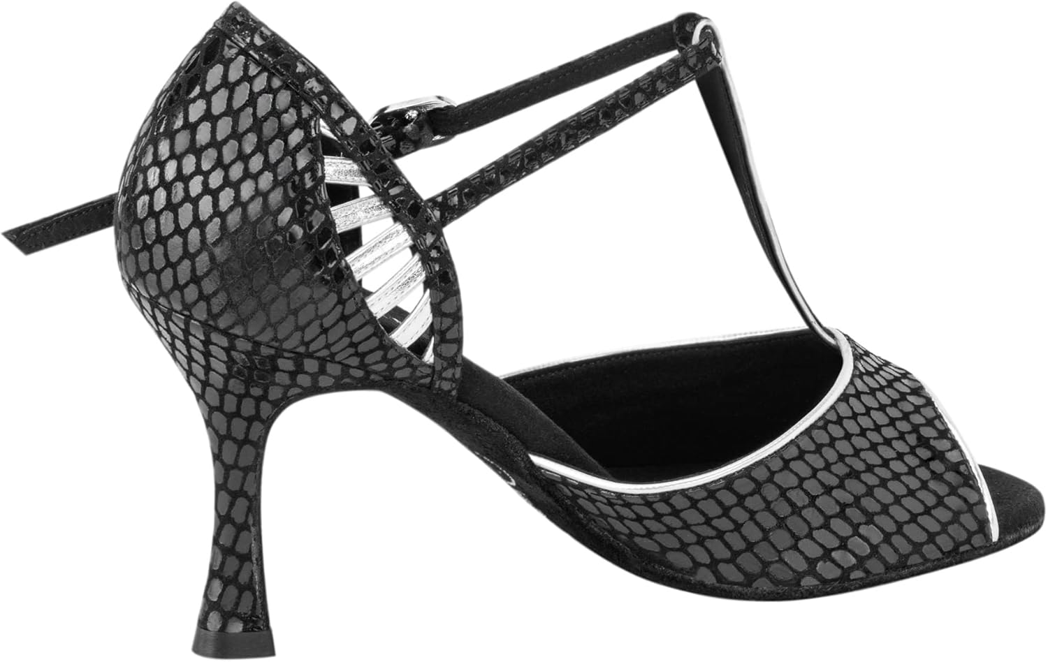 Rummos Valentina Women'S Dance Shoes - Leather Black/Silver - Medium (Normal) - 7 Cm Flare Heel - Made in Portugal, Black Silver