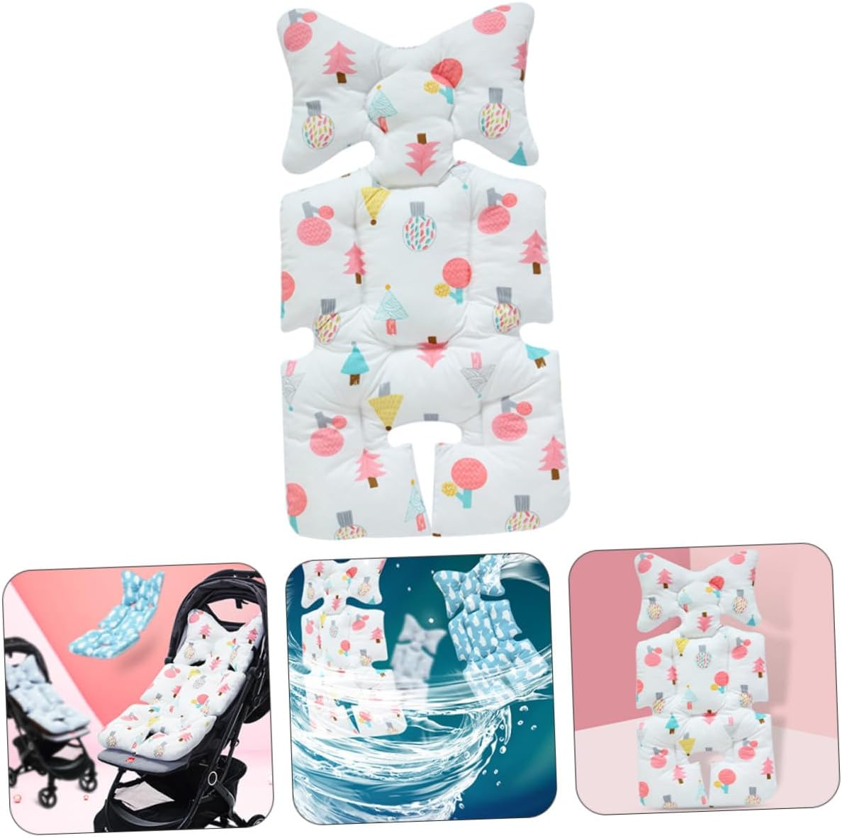 Breathable Stroller Cushion Pad Soft Cartoon Protector for Pushchair High Chair Seat Shock-Absorbing Padded Liner for Comfort and Safety Multifunctional Pram Cushion with Gentle image number 4