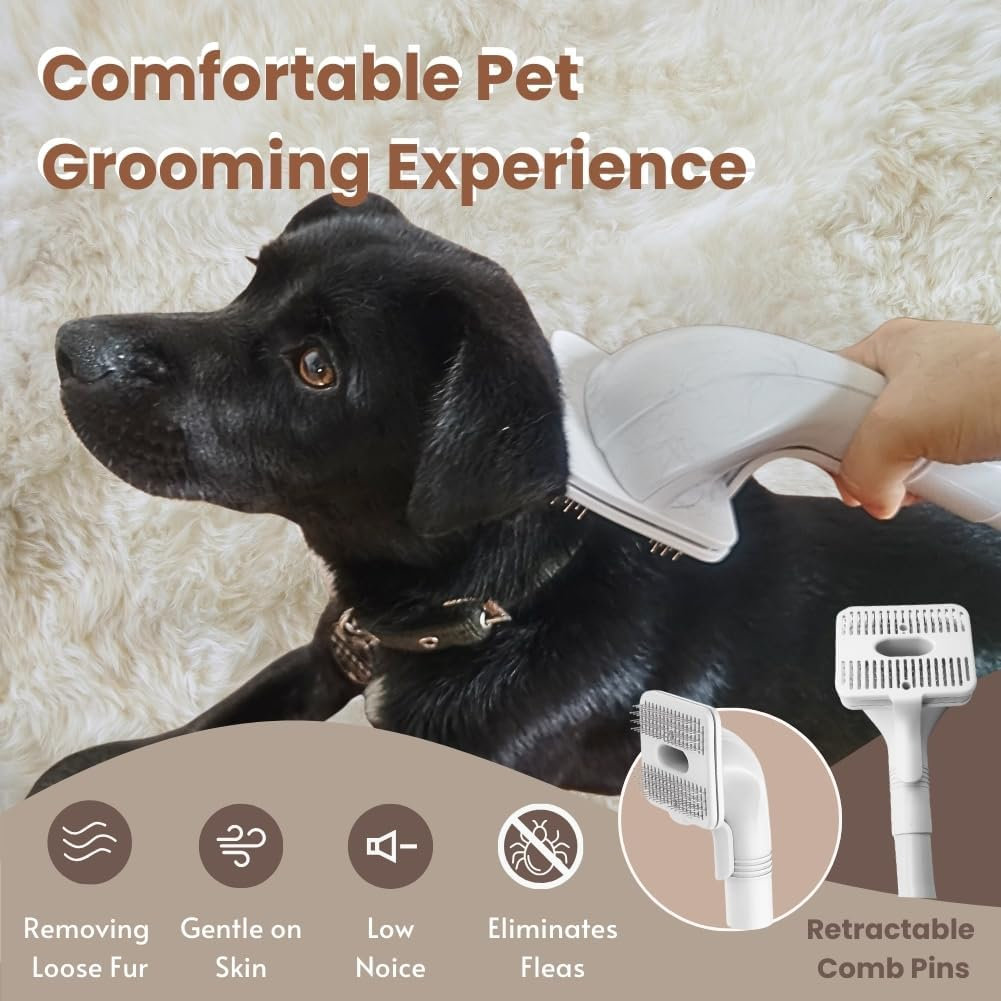 Dog Cat Brush for Shedding and Grooming,Self Cleaning Slicker Brush,Massage the Skin,Easy to Clean Comb for Long or Short Haired Pets,Use with Vacuum,Compatible with Vac 32Mm&35Mm image number 1