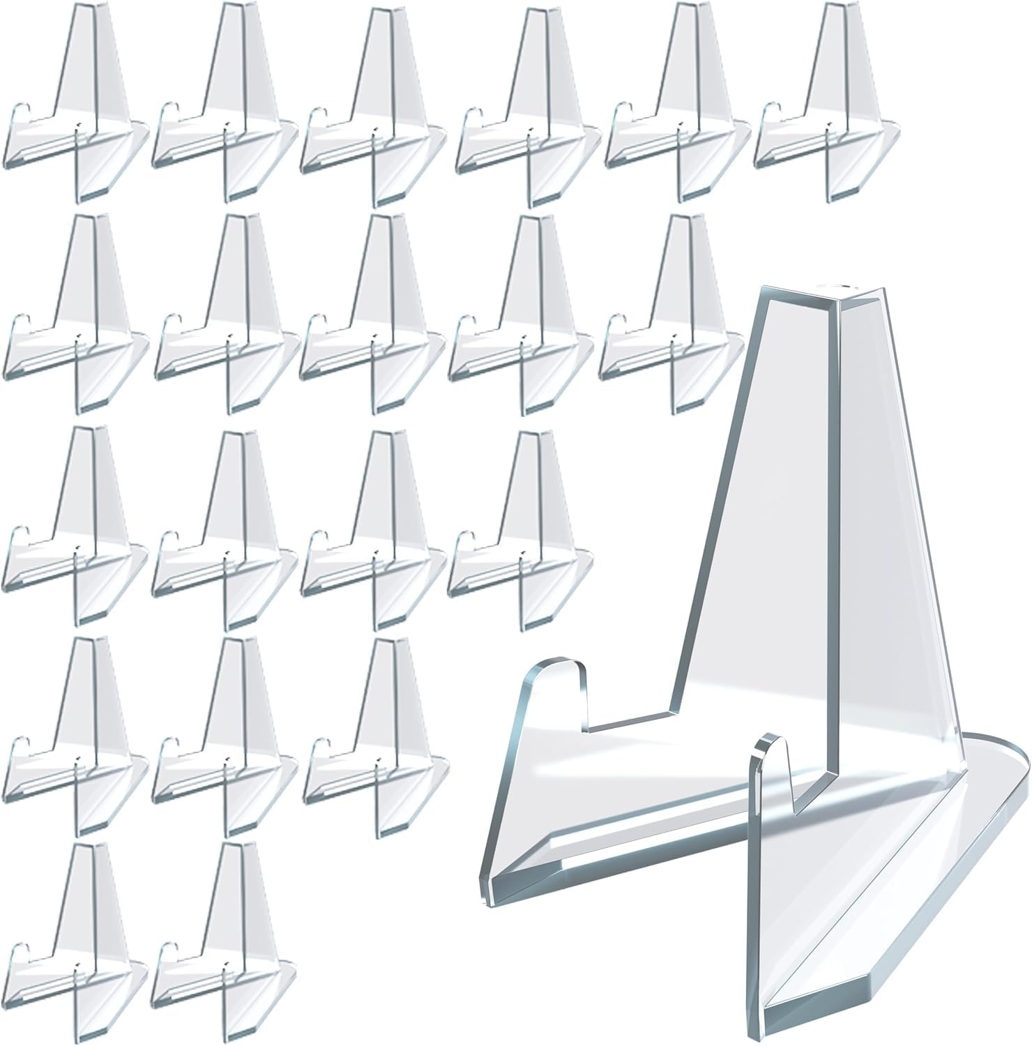 20Pcs Acrylic Easel Stands , 54Mm Clear Coin Card Display Stand - Durable Mini Collectibles Holder for Home Decor, Coins, Medals & Casino Chips