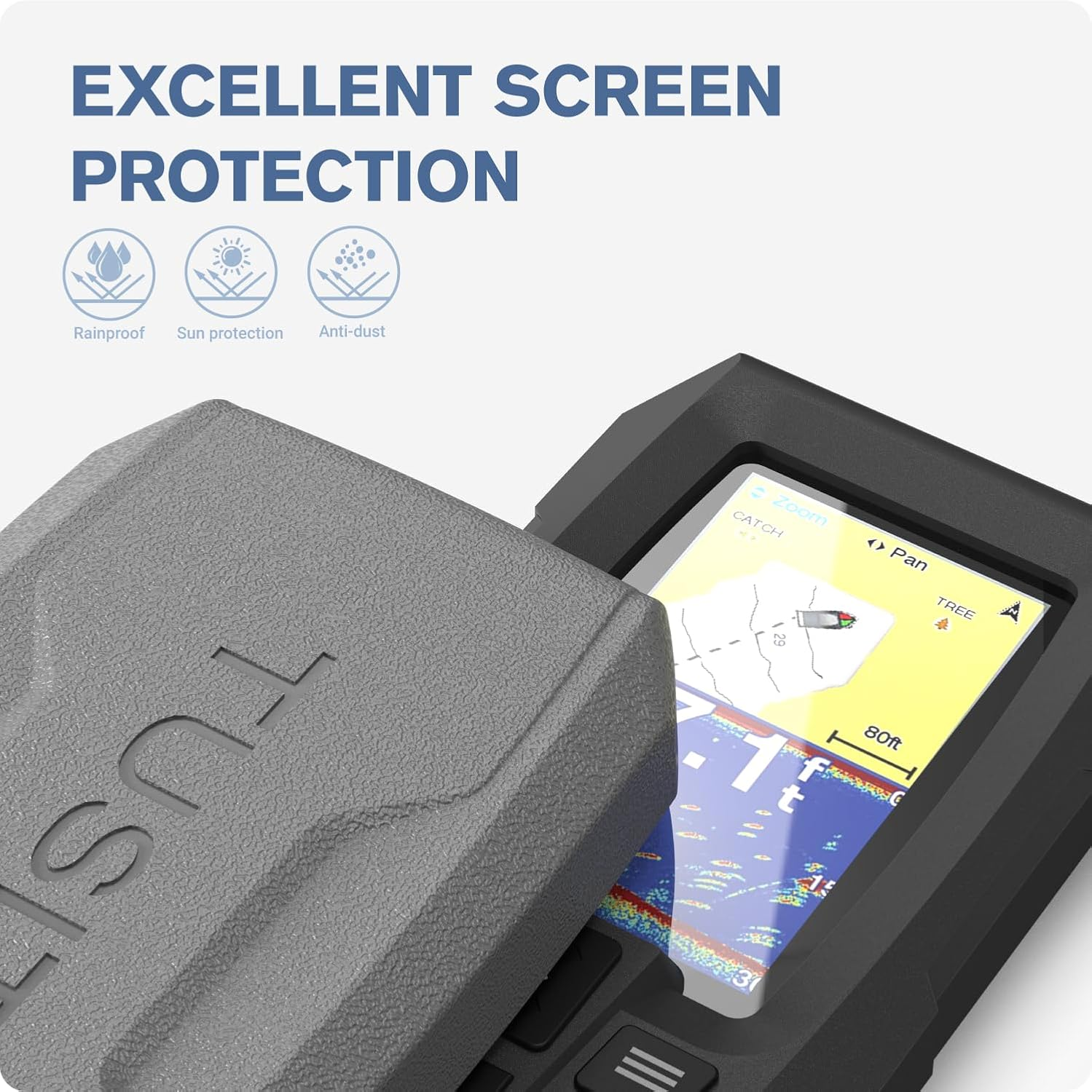 TUSITA Protective Cover with Screen Protectors for Garmin Striker plus 4 4Cv (NOT Support Striker 4 4Cv 4Dv), Fish Finder Accessories Replacement Silicone Case Skin