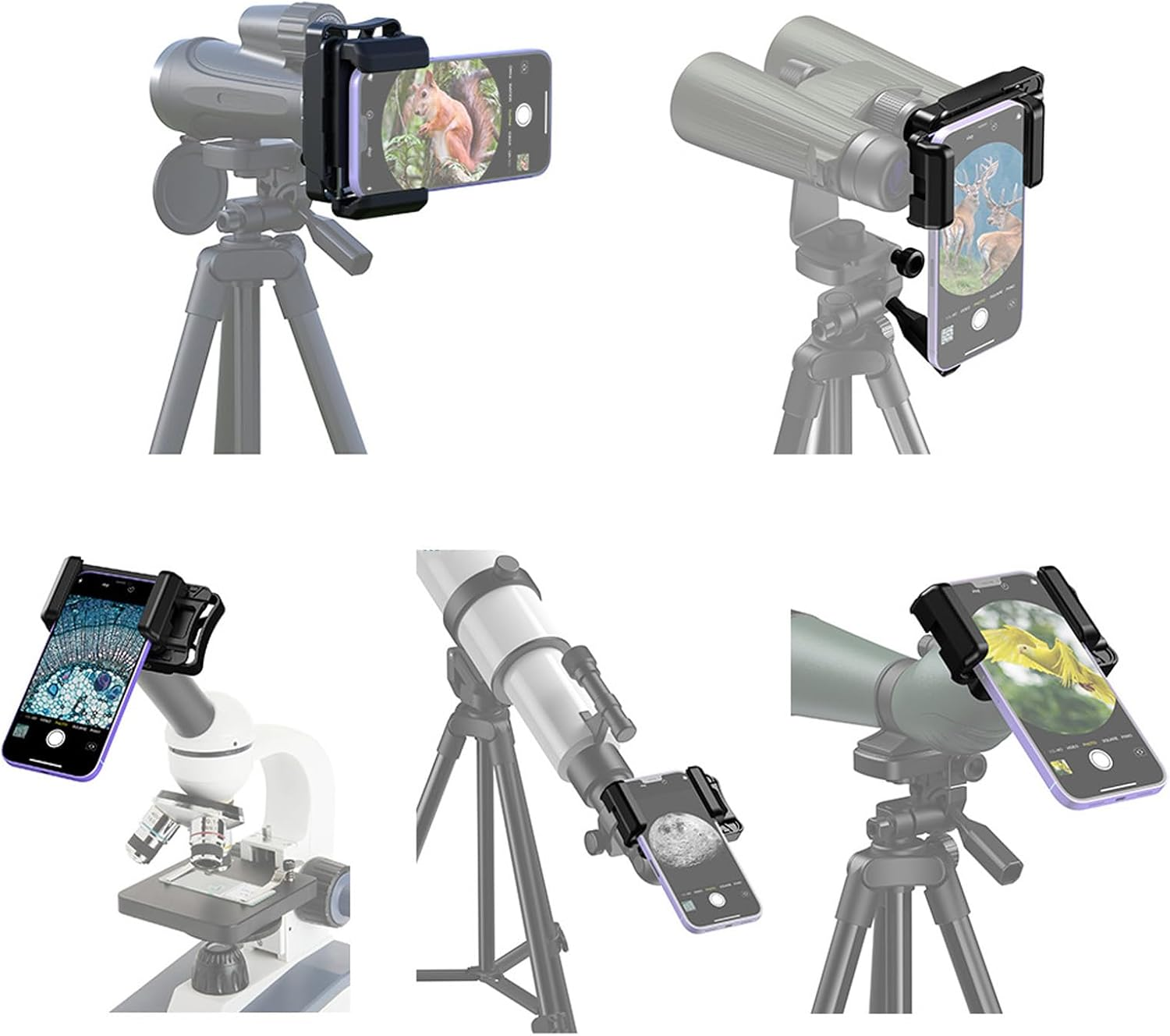 Telescope Phone Adapter, Universal Cell Phone Adapter Mount for Binoculars Monocular Microscopes Astronomical Telescopes, Ergonomic Smartphone Holder Clip Bracket Replacement