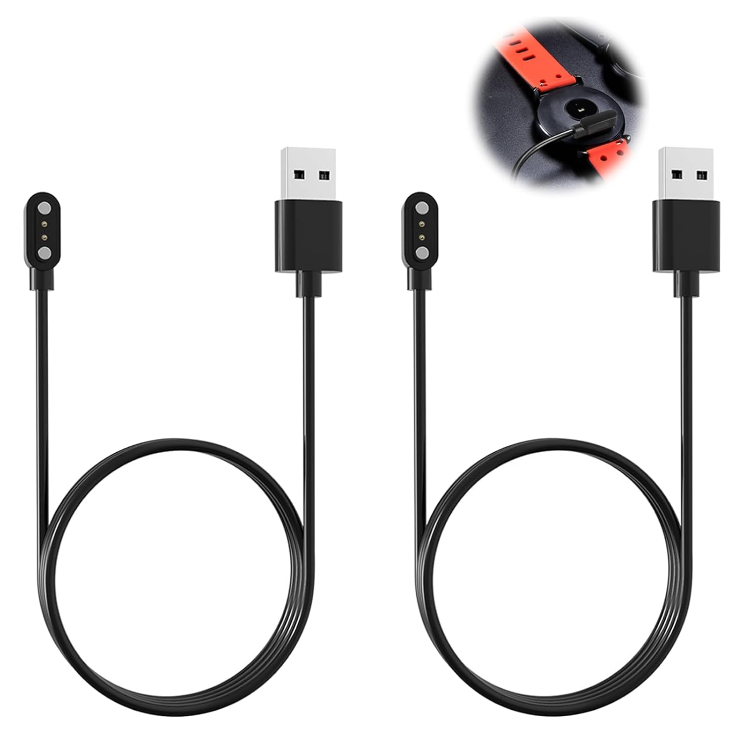 2Pcs Watch Magnetic Charging Cable, Smart Watch Charging Cable, Magnetic Charger Cable, Charging Cable Smart Watch Compatible with Fitpolo, Smart Watch Charger Compatible with IDW13/IDW16/IDW19 image number 2