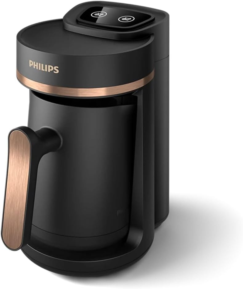 Philips 5000 Series Turkish Coffee Machine, K&ouml;zde Turkish Coffee Cooking Function, Easy to Use Touch Keys Black & Copper, HDA150/60