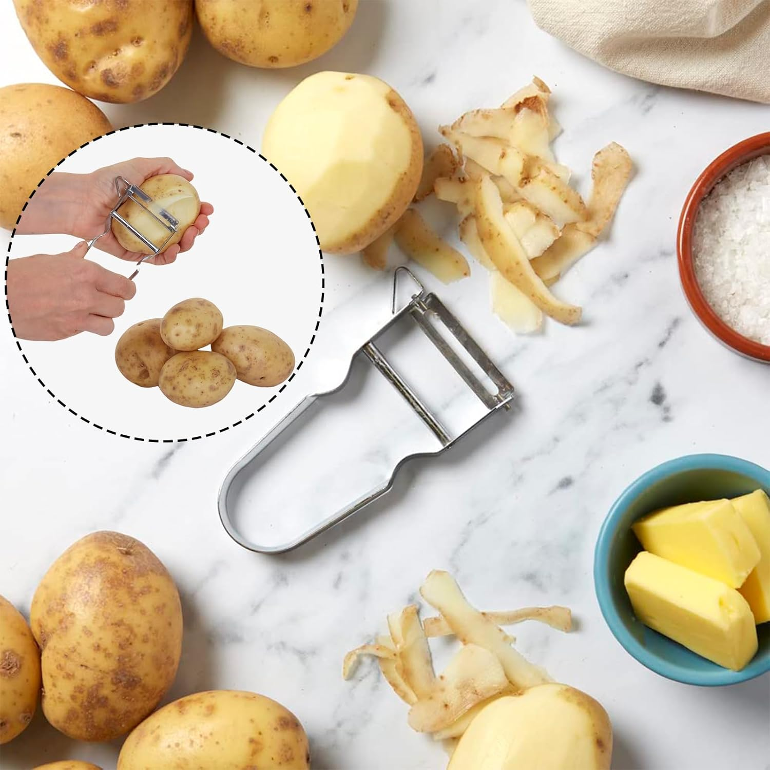 Treayes 12Cm Peeler - Stainless Steel Blade Peeler for Apple, Potato and Vegetable image number 3