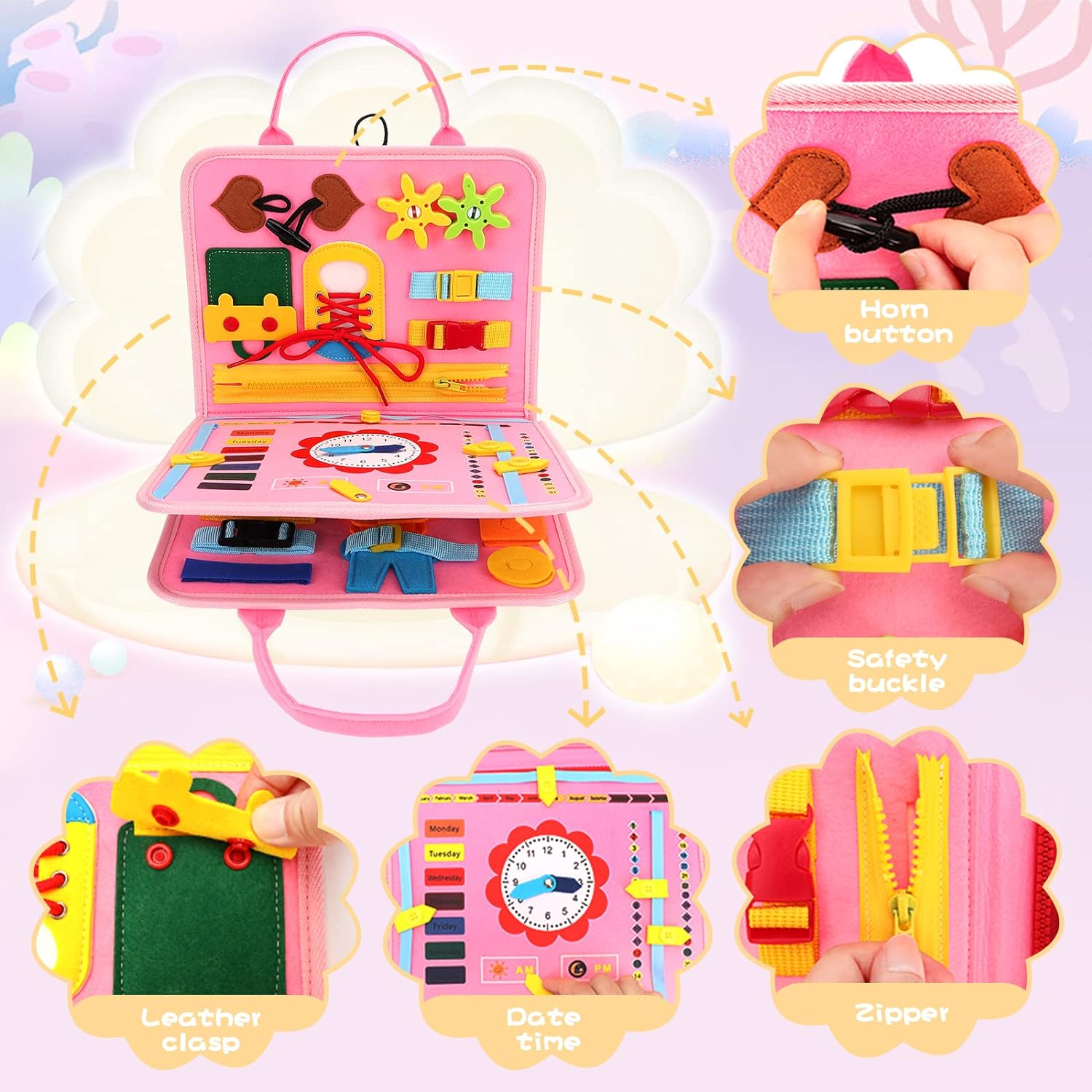 Montessori Sensory Toys for 1-2-3 Year Old Toddler- Kids Busy Board for 12-36 Month Baby Boys Girls 1-3 Baby Activity Games Learning Motor Skill Toys for 1-4 Year Olds Gifts for 1-4 Toddlers image number 2