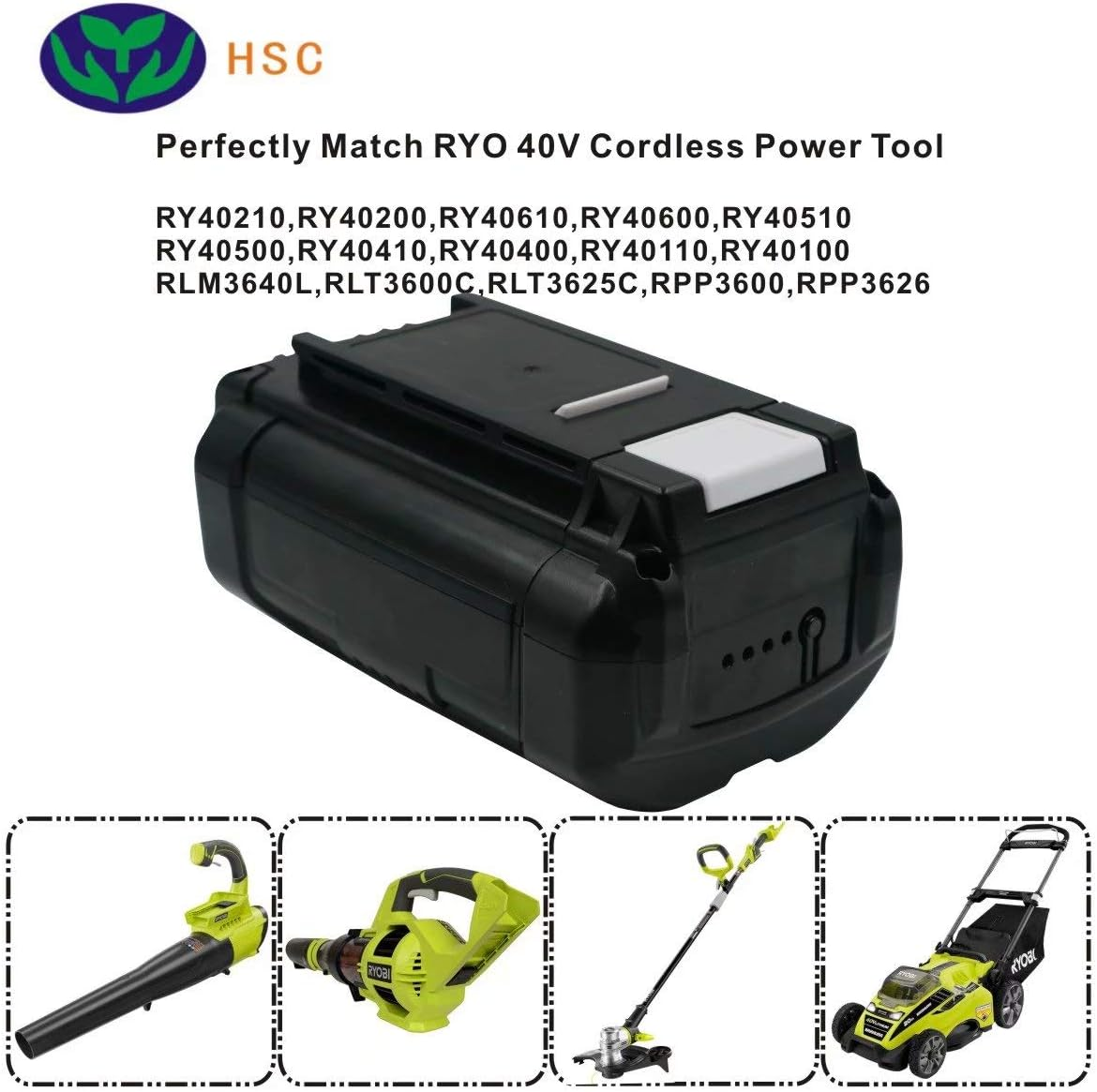 6000Mah 10S2P 18650 Battery Pack RYO40B Li-Ion Battery 40V Replacement for RYOBI 40V Battery OP4026A image number 1