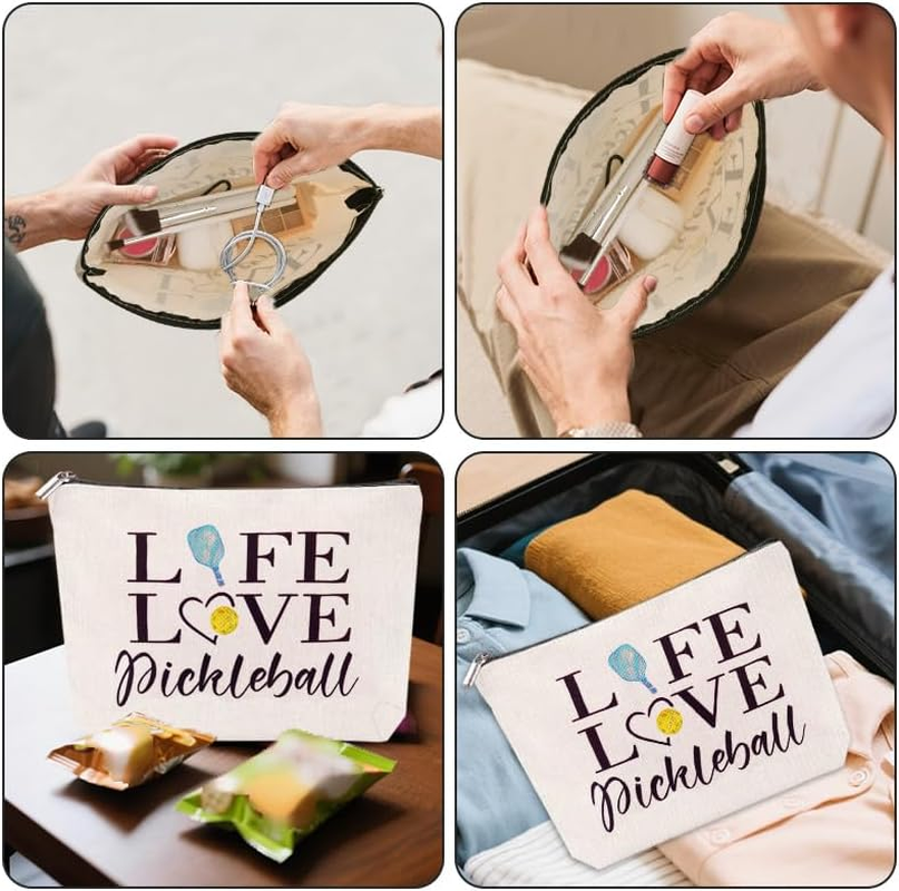 Pickleball Gifts for Women Her Pink Peace Lover Pickleball Lover Cosmetic Bag Gifts for Team Birthday Christmas Zipper Pickle-Balls Cosmetic Toiletry Pouch Purse Travel Pickle-Balls Stuff