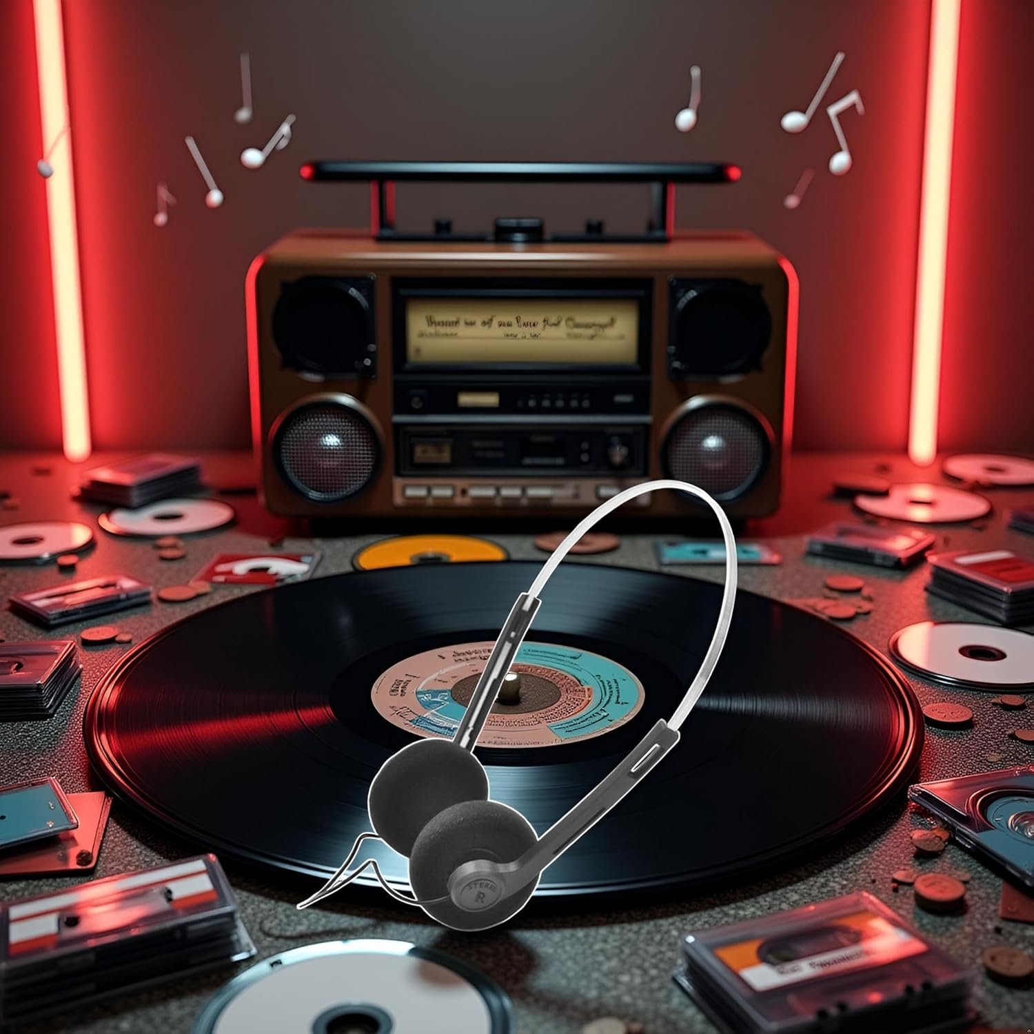 Black Retro Over-Ear Earphones,Mini Stereo Lightweight Headphones with Cord,Hi-Fi Stereo Earphone Headset,80S 90S Vintage Headset Wired, and Earbuds Headphones image number 5