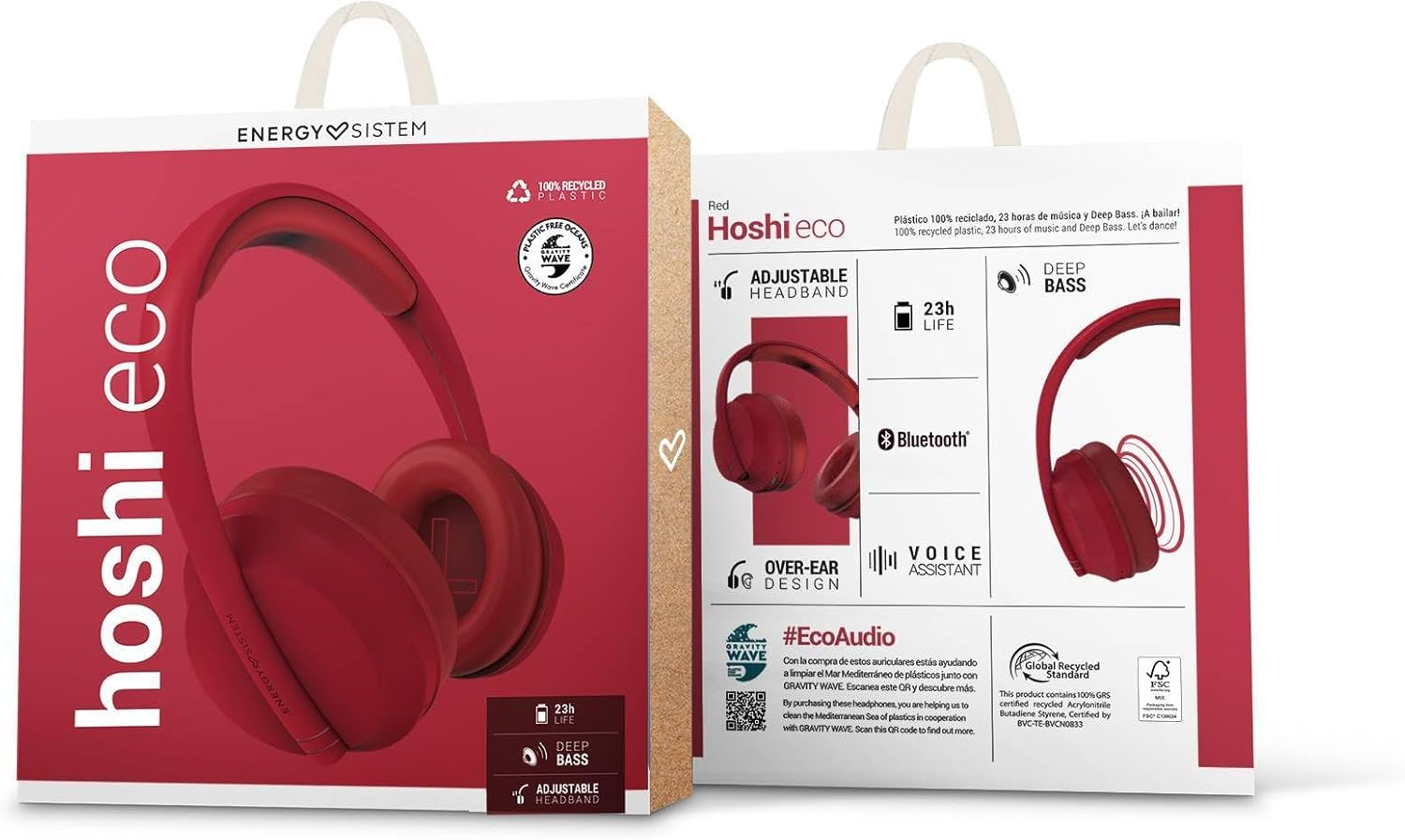 Energy Sistem Hoshi Eco Bluetooth Headphones (100% Recycled GRS Plastic, Bluetooth 5.3, 23H Battery, Adjustable Headband, Deep Bass, Voice Assistant) image number 1