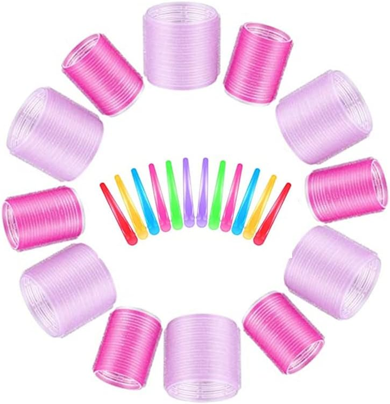 Teogneot Hair Rollers Set 6 Mm, 48 Mm and 12 Pieces Duckbill Cutting Clips For