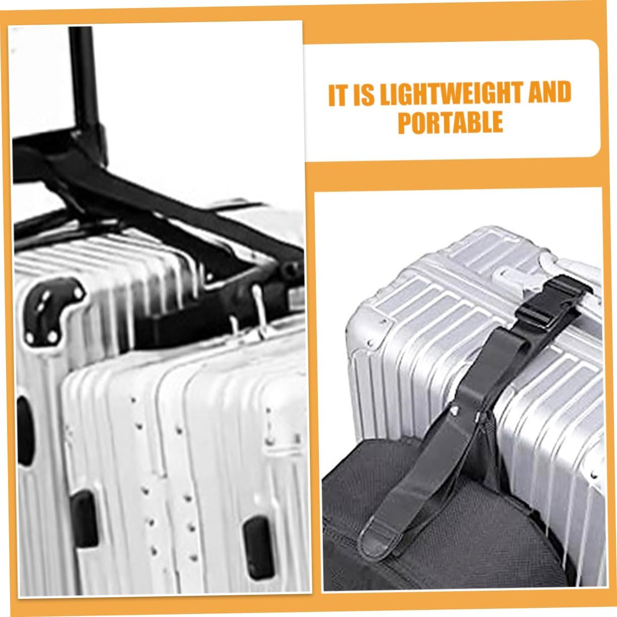TEMPNAP Adjustable Luggage Connector Strap Lightweight Travel Straps for Suitcases High-Strength Buckle Prevents Detachment Space-Saving Travel Accessories Black Long Short image number 5