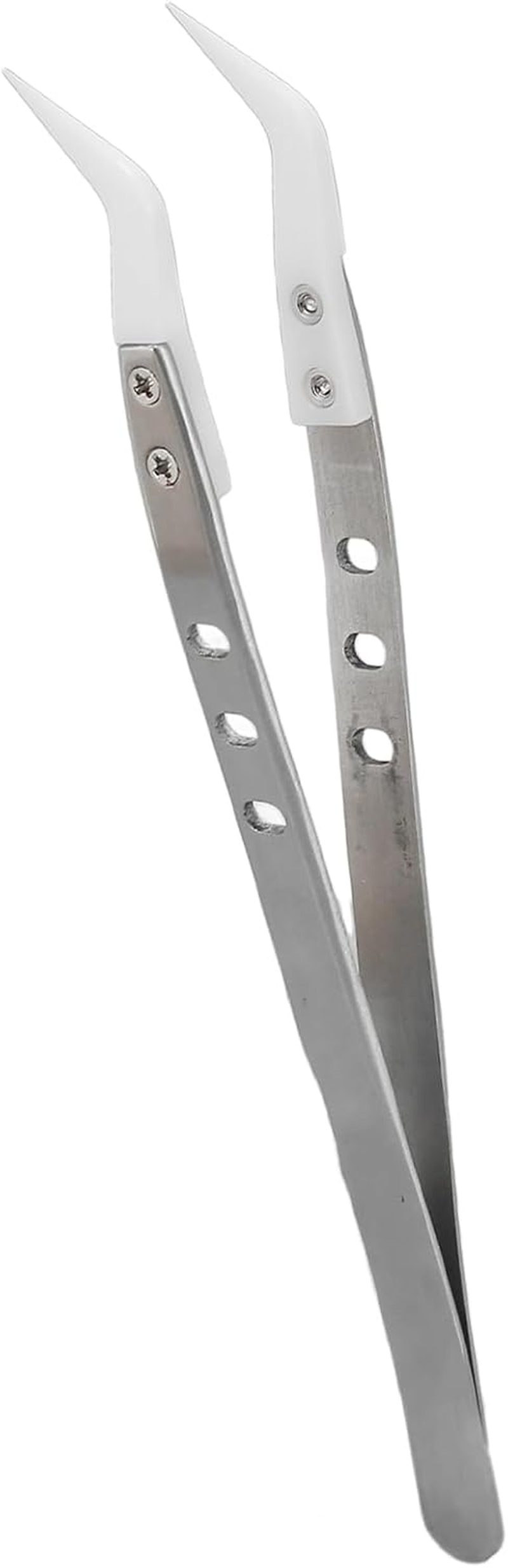 Tnfeeon Flexible Non Magnetic 3 Holes Sewing Tweezers Stainless Steel Electronics Repair Tweezers for Watch Hair Circuit Repair (Bent Head) image number 6