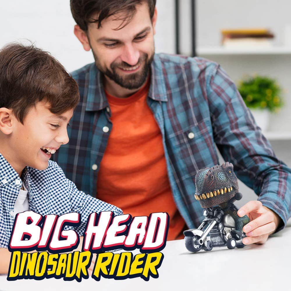 DINOBROS Dinosaur Toy Cars 2 Pack Friction Powered Motorcycle Game T-Rex and Triceratops Monster Dino Toys for Boys Age 3,4,5,6,7 image number 5