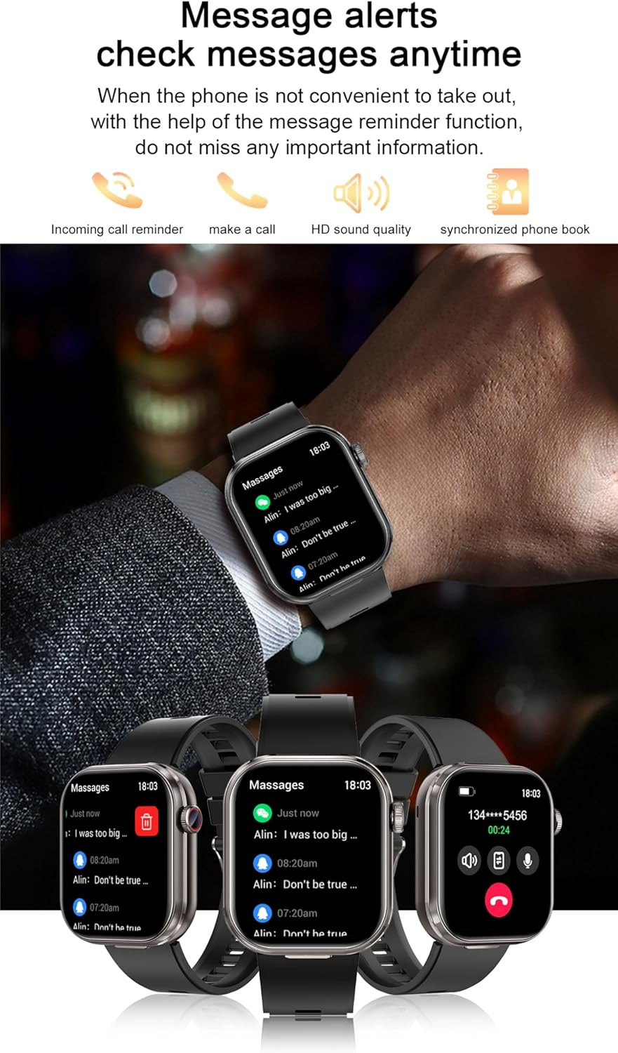 AIEK Smart Watch, Built-In Bluetooth Headphones Heart Rate Sleep Blood Pressure Monitor 2 Inch Touch Display Fitness Watch for Ios Android Smartphone Sports Watch for Men Women (Silver)