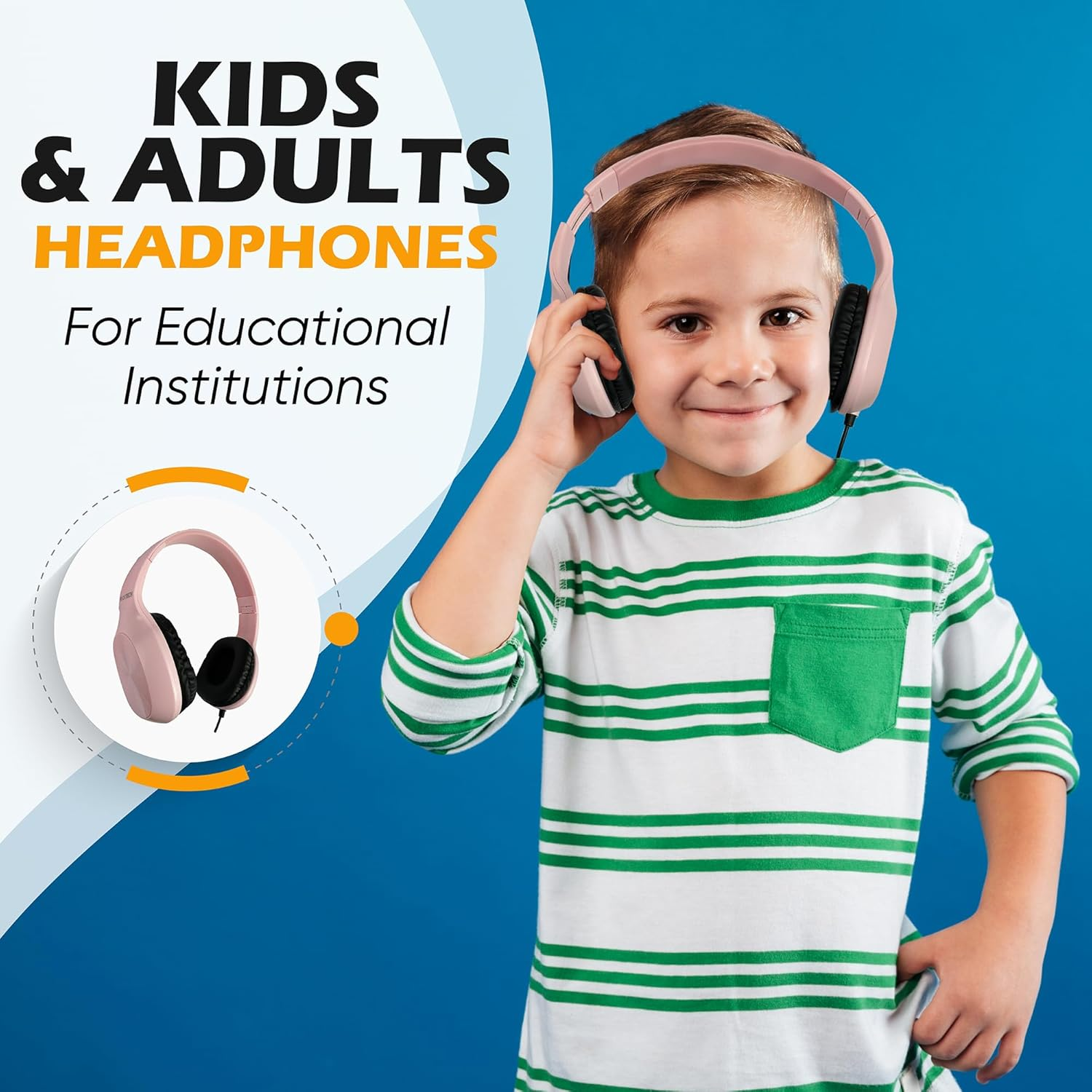 1 Pack Wired On-Ear Leather Headphones with 3.5Mm Connector, Oval Metal Housing, Black image number 1