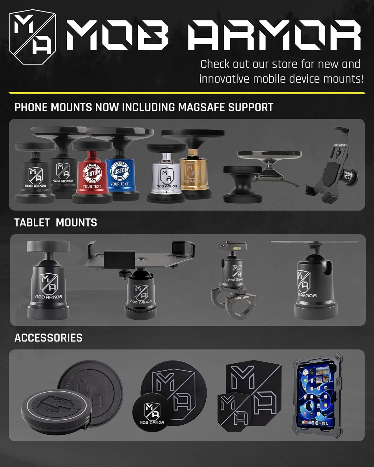 Mob Armor Mob Mount Switch Magnetic - Magnetic Phone Holder for Cars, ATV, UTV, & Trucks | Heavy Duty Aluminum Cell Phone Mount | W/Shock & Vibration Protection | Compatible W/Iphone & Android - Large image number 5