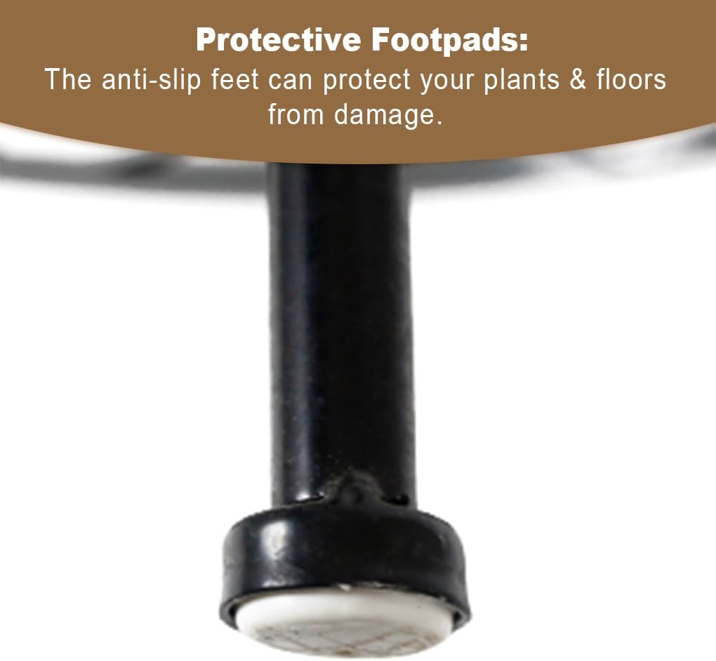 Delsol Metal Plant Stand Indoor Outdoor, 2 Tier 70Cm Tall Plant Stands, Flower Potted Stand, Heavy Duty round Corner Planter Holder, Rustproof Supports Rack outside (Black) image number 3