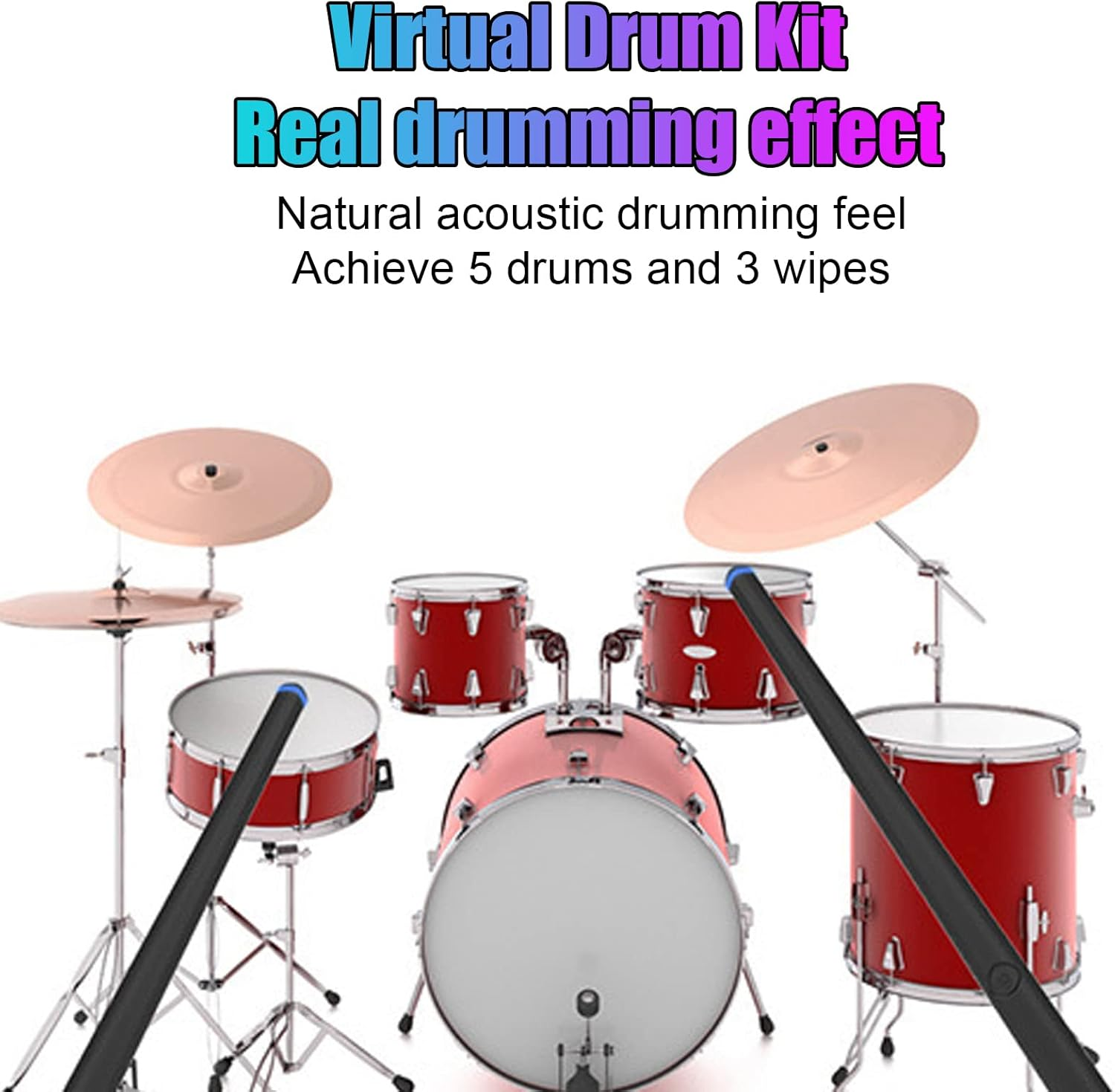Electronic Drum Kit, Somatosensory Drum Kit Support Midi BT, Virtual Air Drumsticks, Portable Digital Midi Practice Drum Stick, Air Electronic Drum Kit for Children Beginners image number 3