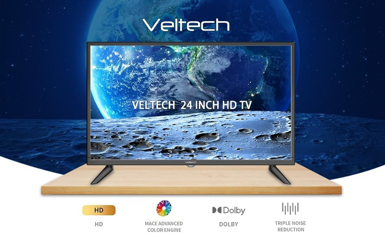 Veltech 24 Inch HD Ready LED TV - Energy Efficient Non-Smart TV Freeview HD, HDMI, USB Media Player, Dolby Digital Audio, Wall Mountable Small Television for Kitchen, Bedroom or Lounge【Energy Class E】 image number 2