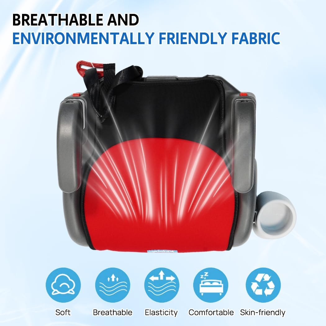 Safety Chair Toddler, Ergonomic Kids Seat with High Elastic Sponge & PP, SGS Certified, Flame Retardant Fabric & Seatbelt Buckle (Red)