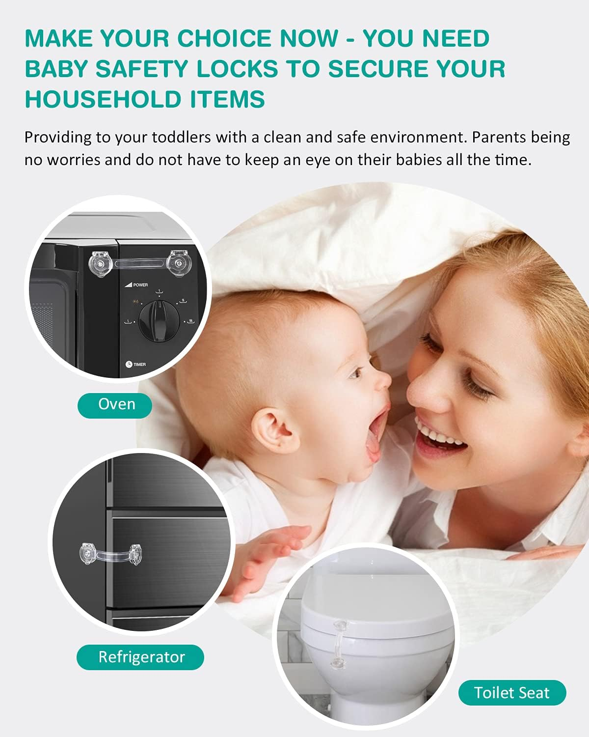 Cabinet Locks for Babies, Baby Proofing Safety Locks, 10 Pack DUOSI No Screws No Magnets Fridge Refrigerators Locks Baby Proofing Child Safety Cabinet Locks for Kitchen Cabinets and Drawers image number 4