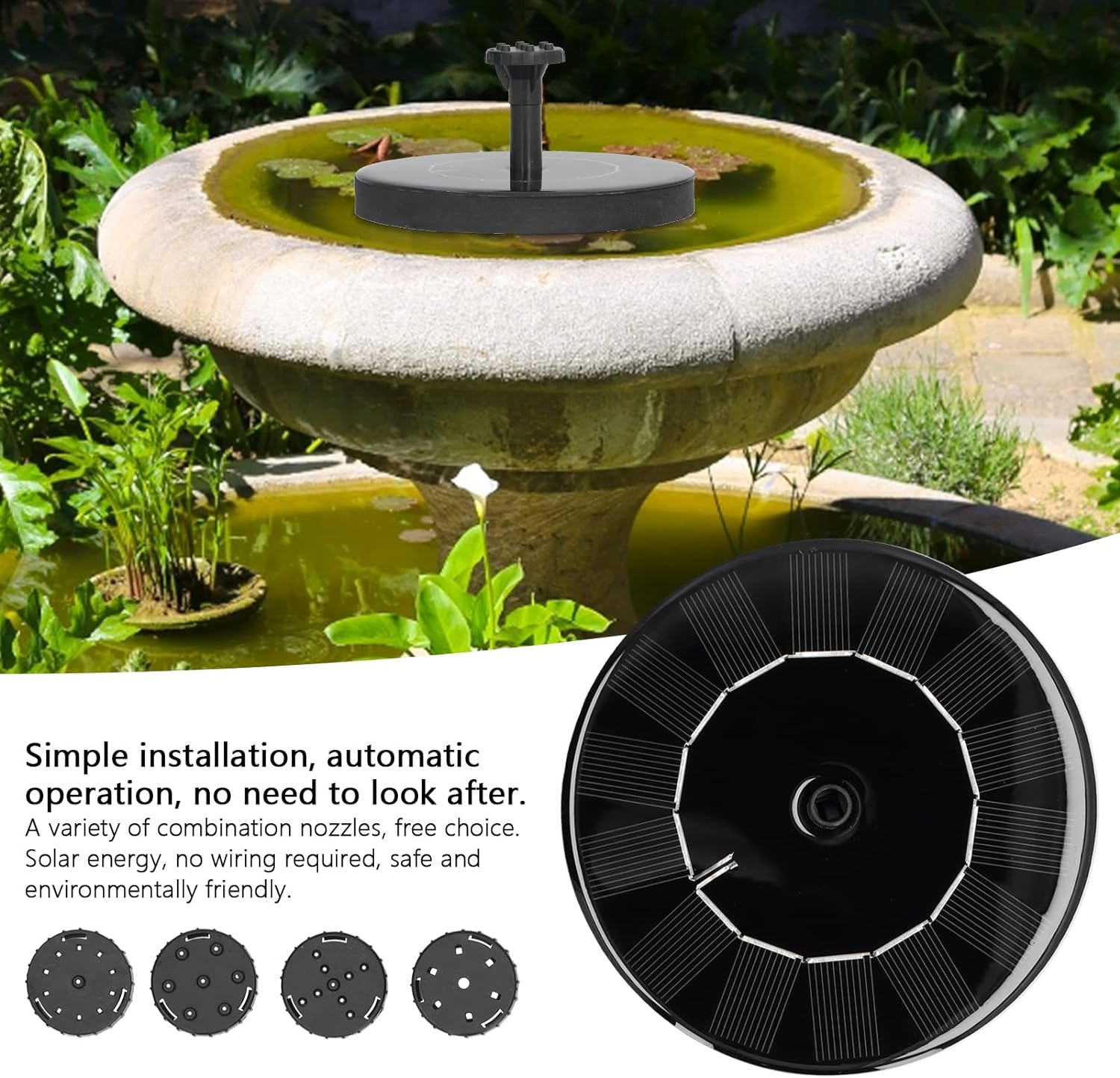 Automatic Solar Water Fountain, Floating 130Mm Automatic Solar Fountains Engineering Plastic Safe Reliable for Bird Baths for Swimming Pools for Fish Tanks image number 6