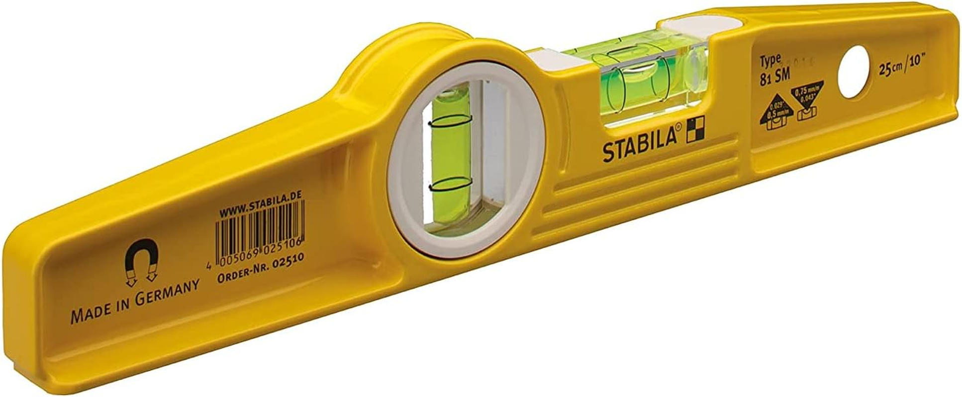 Stabila Type81Srem 25Cm/10-Inch Rare Earth Magnetic Spirit Level with Holster image number 4