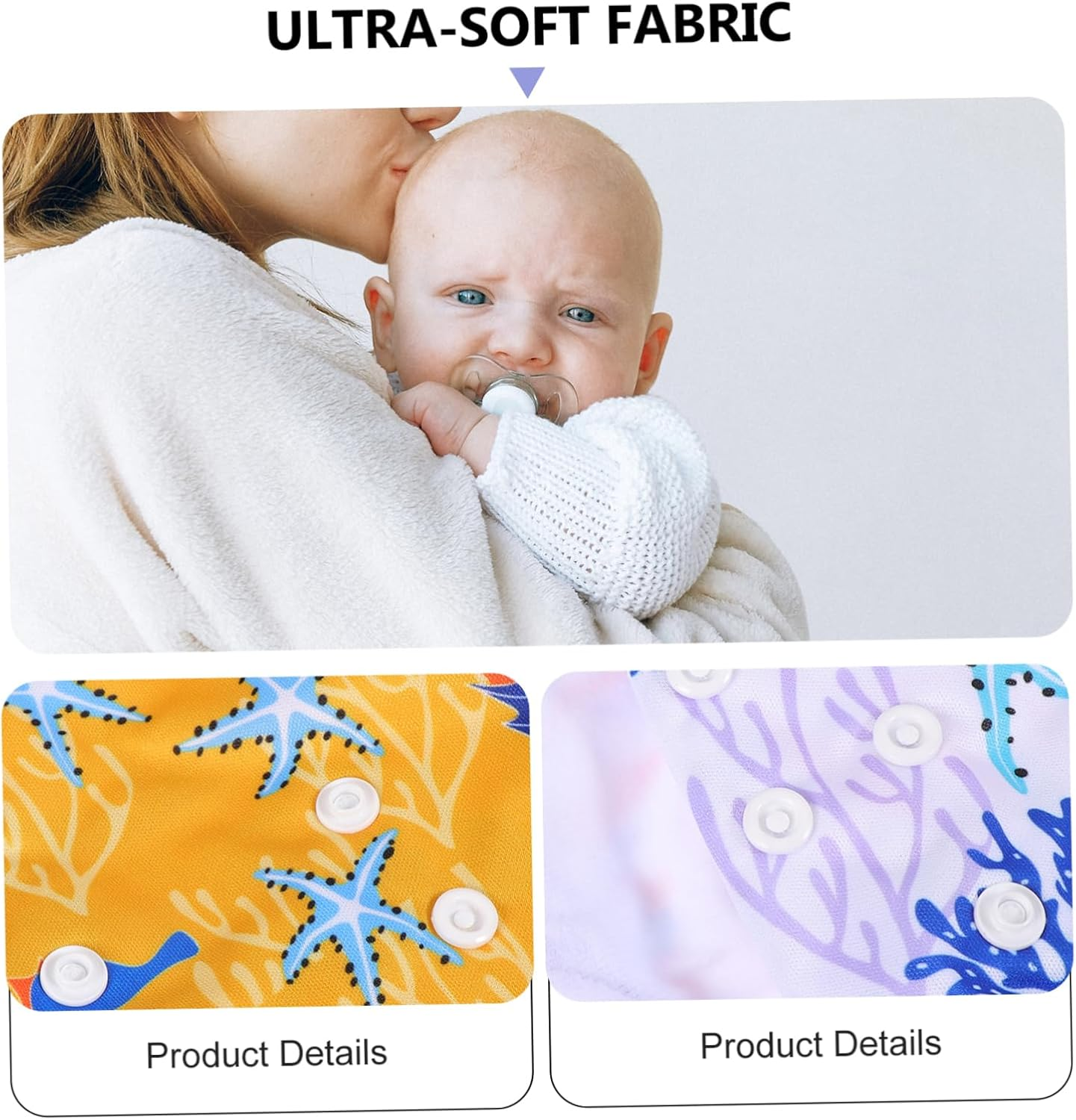 3Pcs Absorbent Newborn Cloth Diapers for Boys Girls Soft Elastic Leg Closures Breathable Nappies