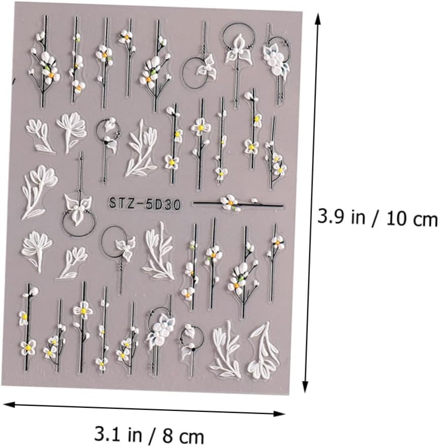 KALLORY 30 Sheets Flower Nail Sticker Leaf Nail Art Decal for Women for DIY for Pressed Flowers Inspired image number 6