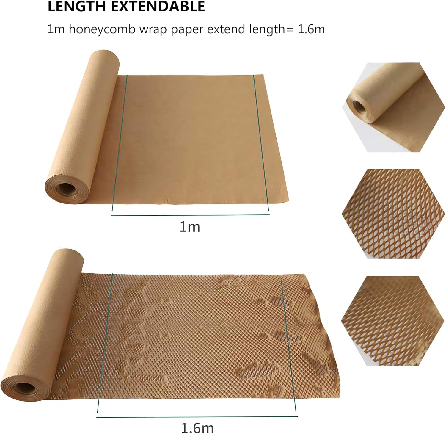 RINGSUN Honeycomb Bubble Wrap Roll, 30 * 1000Cm Cushion Packing Wrap for Secure Moving Shipping, Recyclable Paper Bubble Wrap Perfect for Fragile Protection