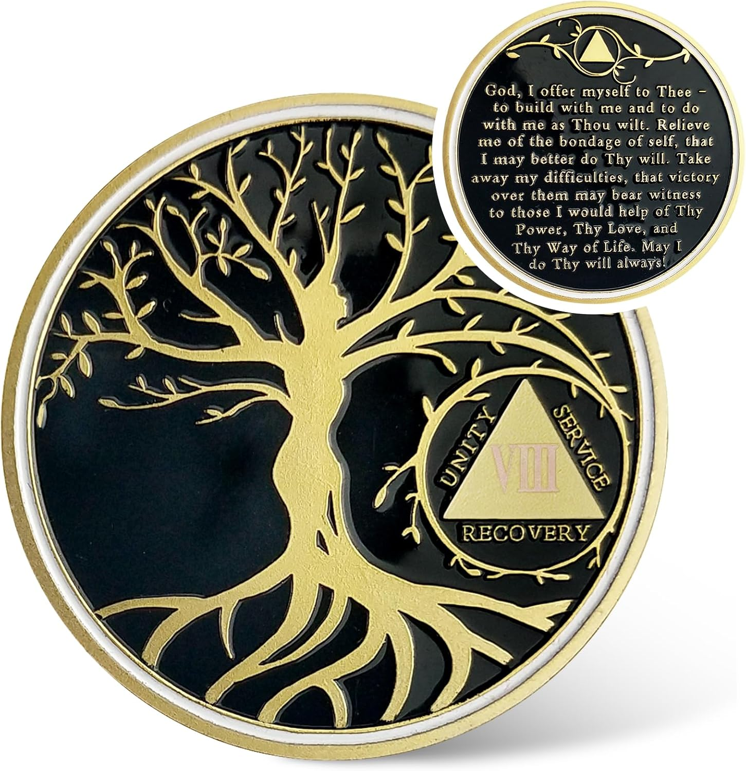 10 Year Sobriety Coin, Tree of Life AA Chips and Medallions Sobriety Recovery Chip Anniversary Sober Token Alcoholics Anonymous Recovery Gifts for Women Men image number 4