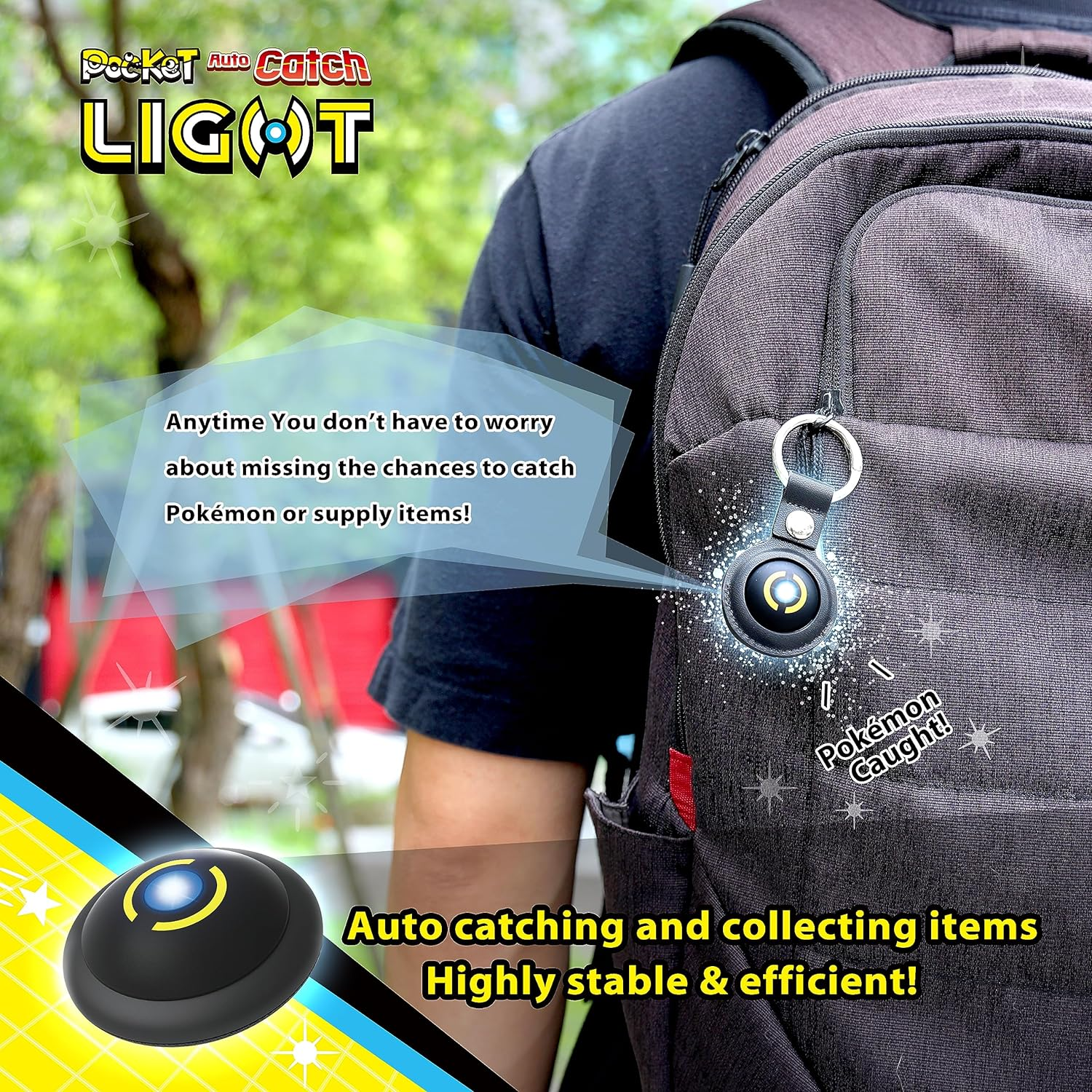 Brook Pocket Auto Catch Light - Dual Accounts Portable Version of Auto Catcher, the Smallest Auto Catch Accessory as Airtag, 2P Auto Catching Pokemon Go Accessory [Video Game] image number 5