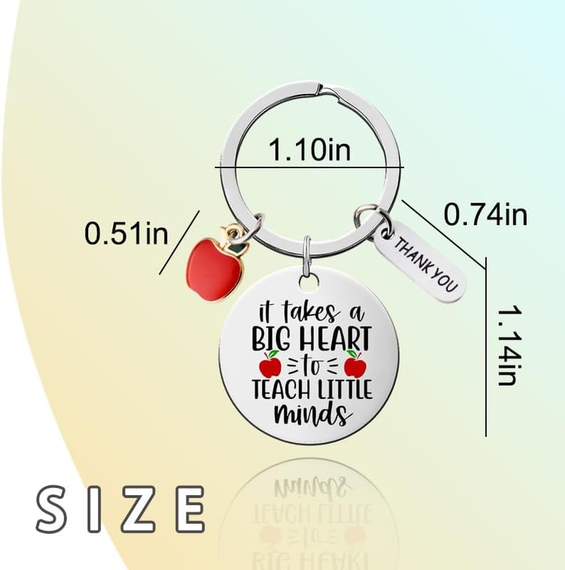 Preschool Teacher Appreciation Day Gifts for Teachers Special Teachers Thank You Gifts for Teacher Assistant Appreciation Keychain for Men Women It Takes a Big Heart to Teach Little Minds Keychain image number 3