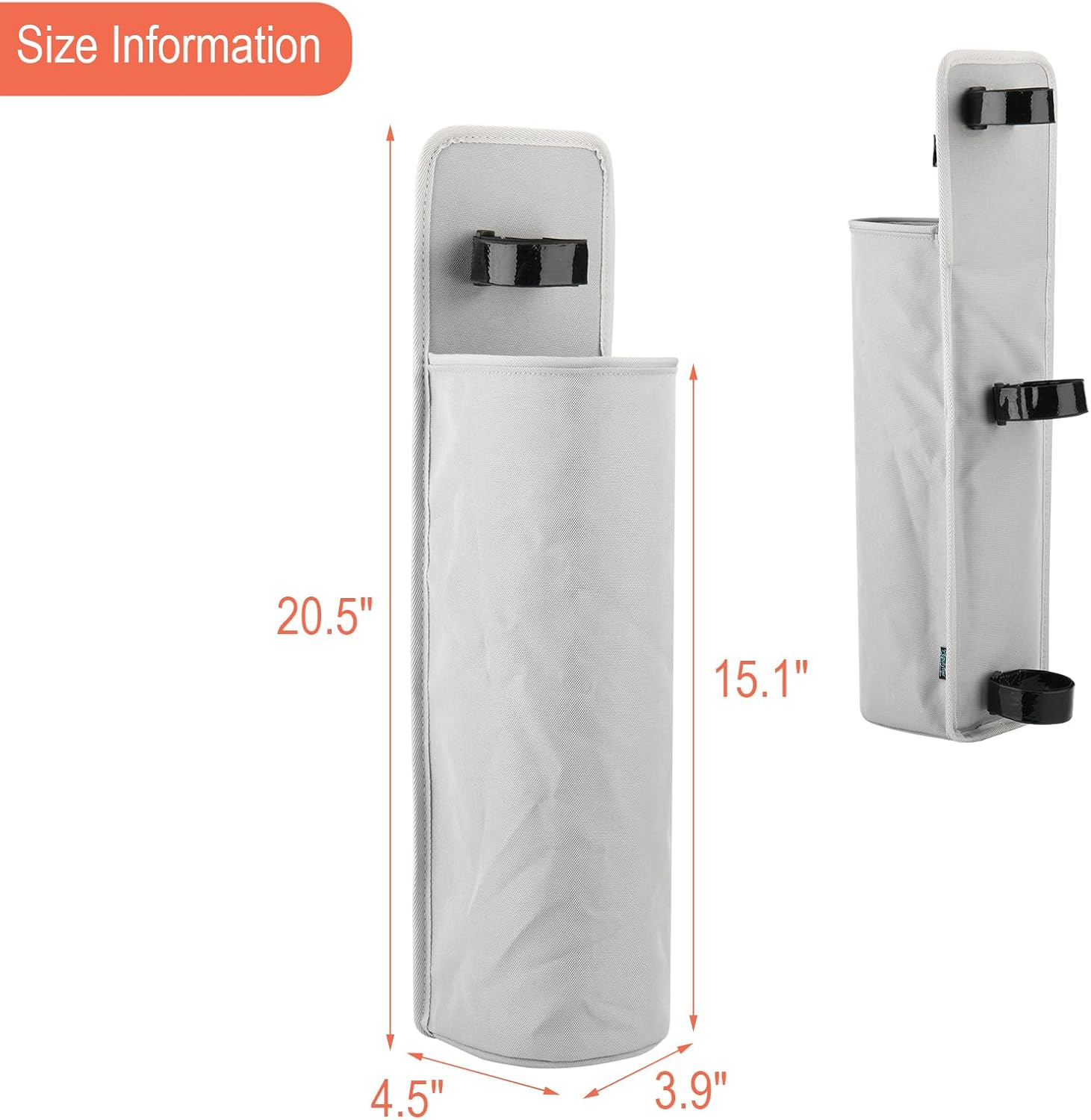 Beautyflier Cane Storage Bag, Removable Cane Hanging Bag for Wheelchair, Walker, Mobility Scooters, Walking Stick Organizer, with Adjustable Hook and Loop, Easy to Install, Bag Only (Gray) image number 3